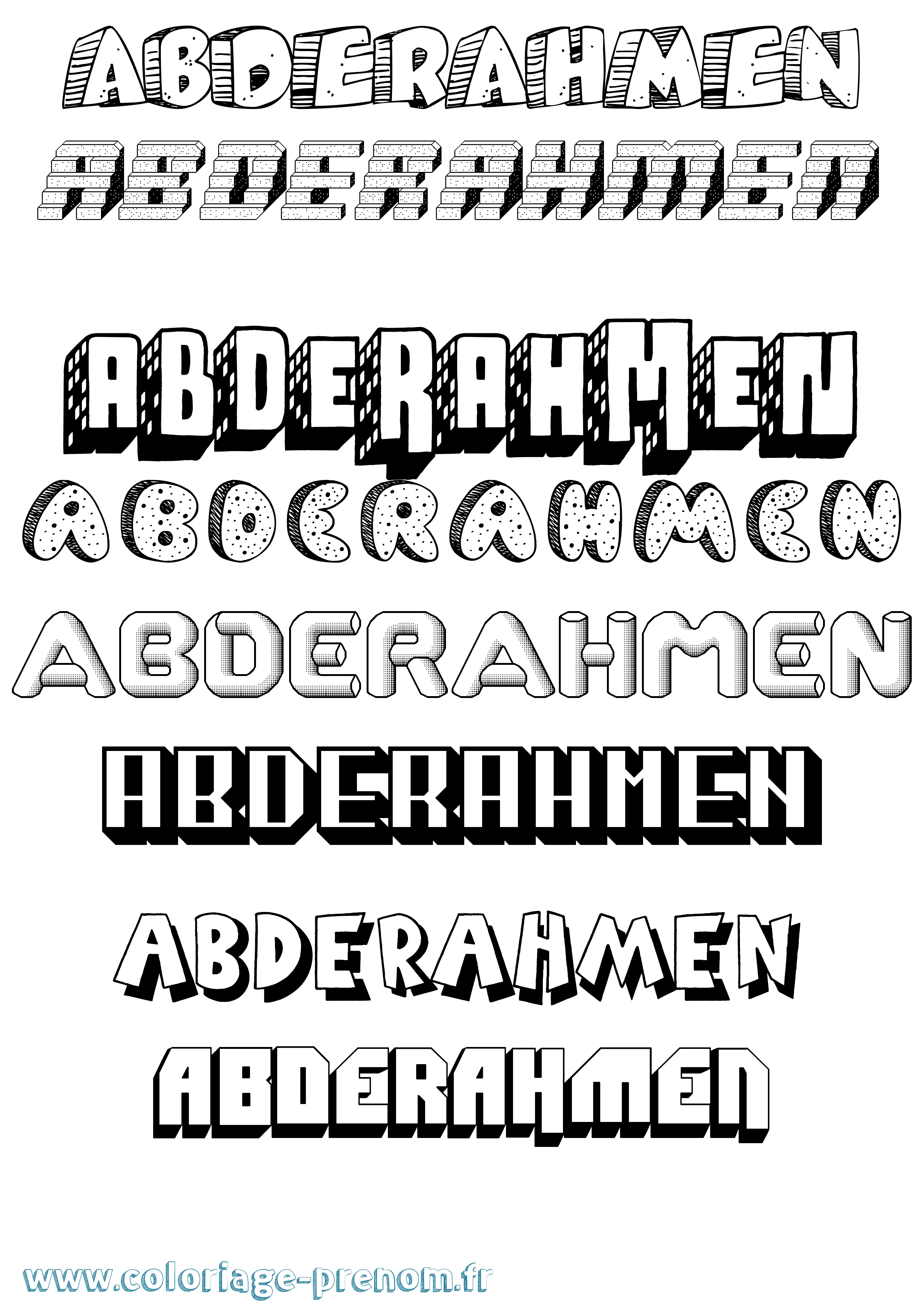 Coloriage prénom Abderahmen Effet 3D