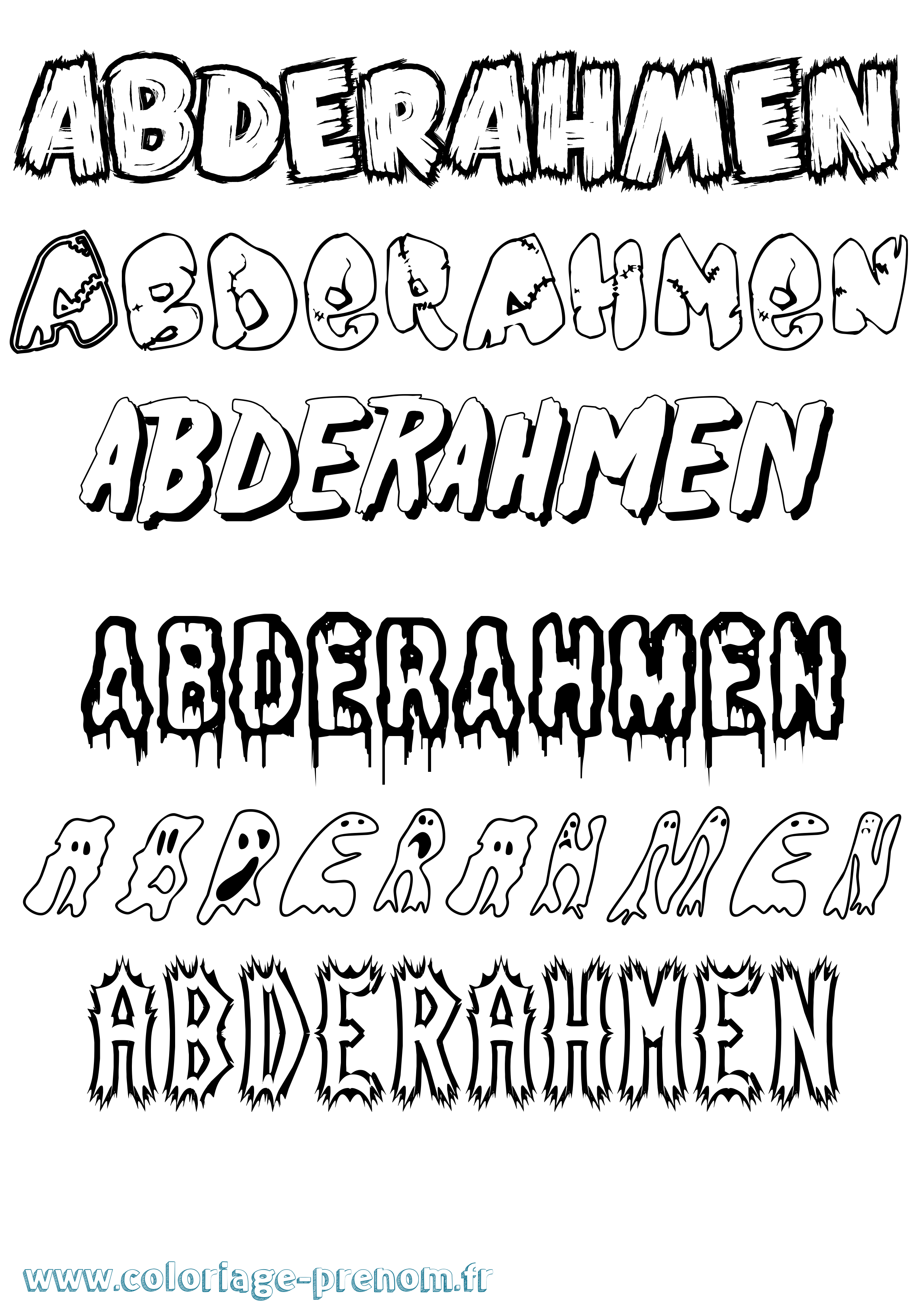 Coloriage prénom Abderahmen Frisson