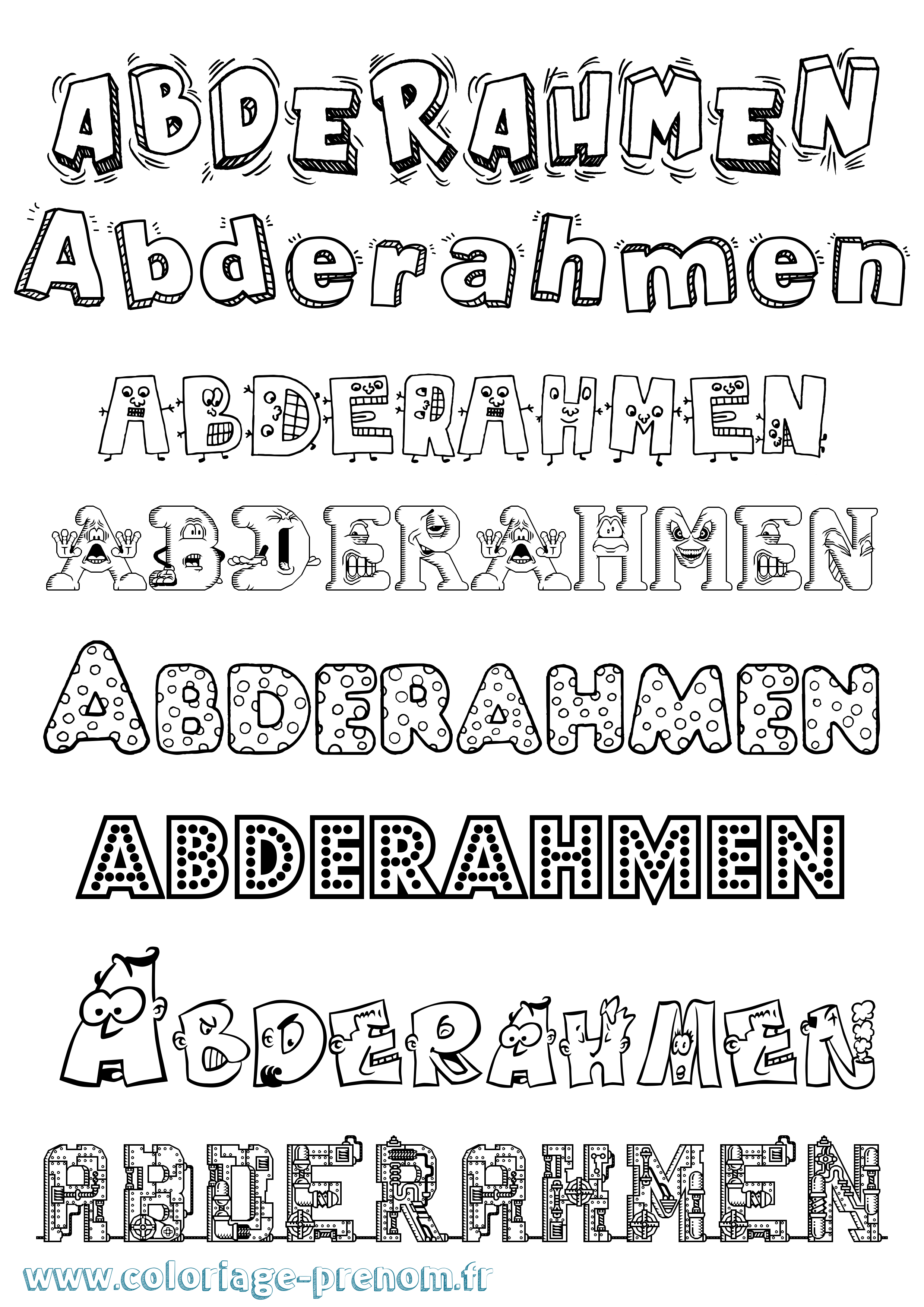 Coloriage prénom Abderahmen Fun