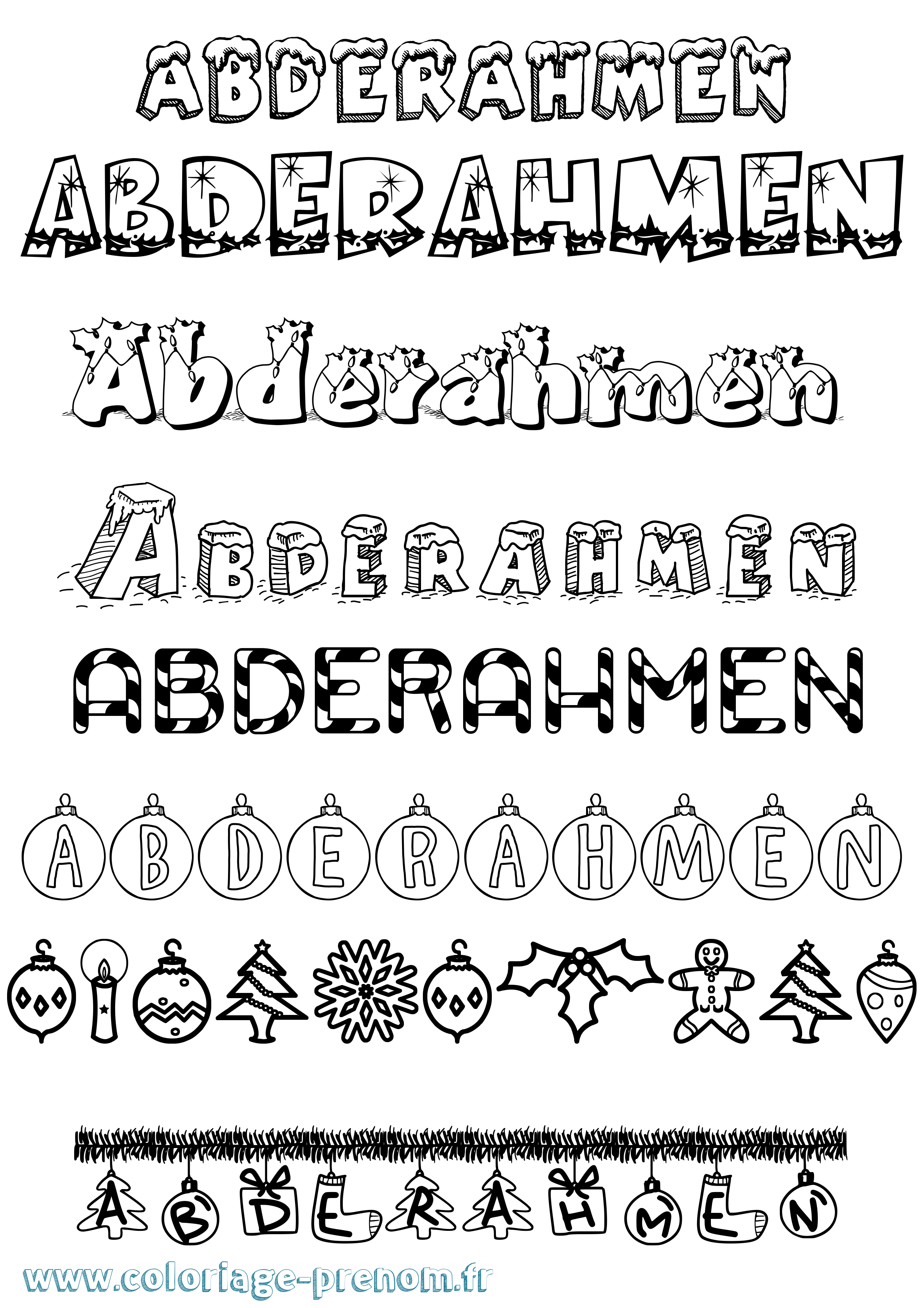 Coloriage prénom Abderahmen Noël