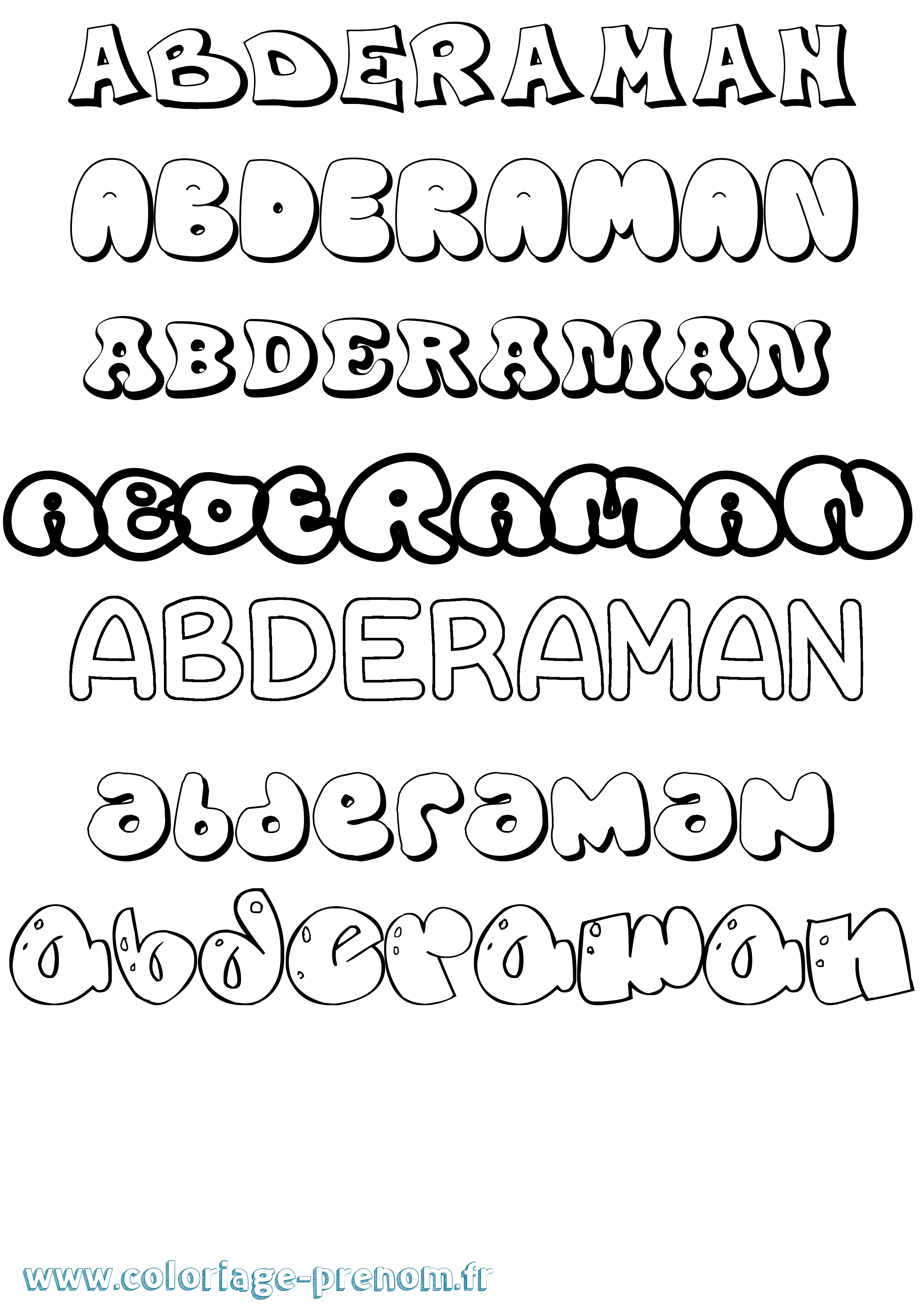 Coloriage prénom Abderaman Bubble