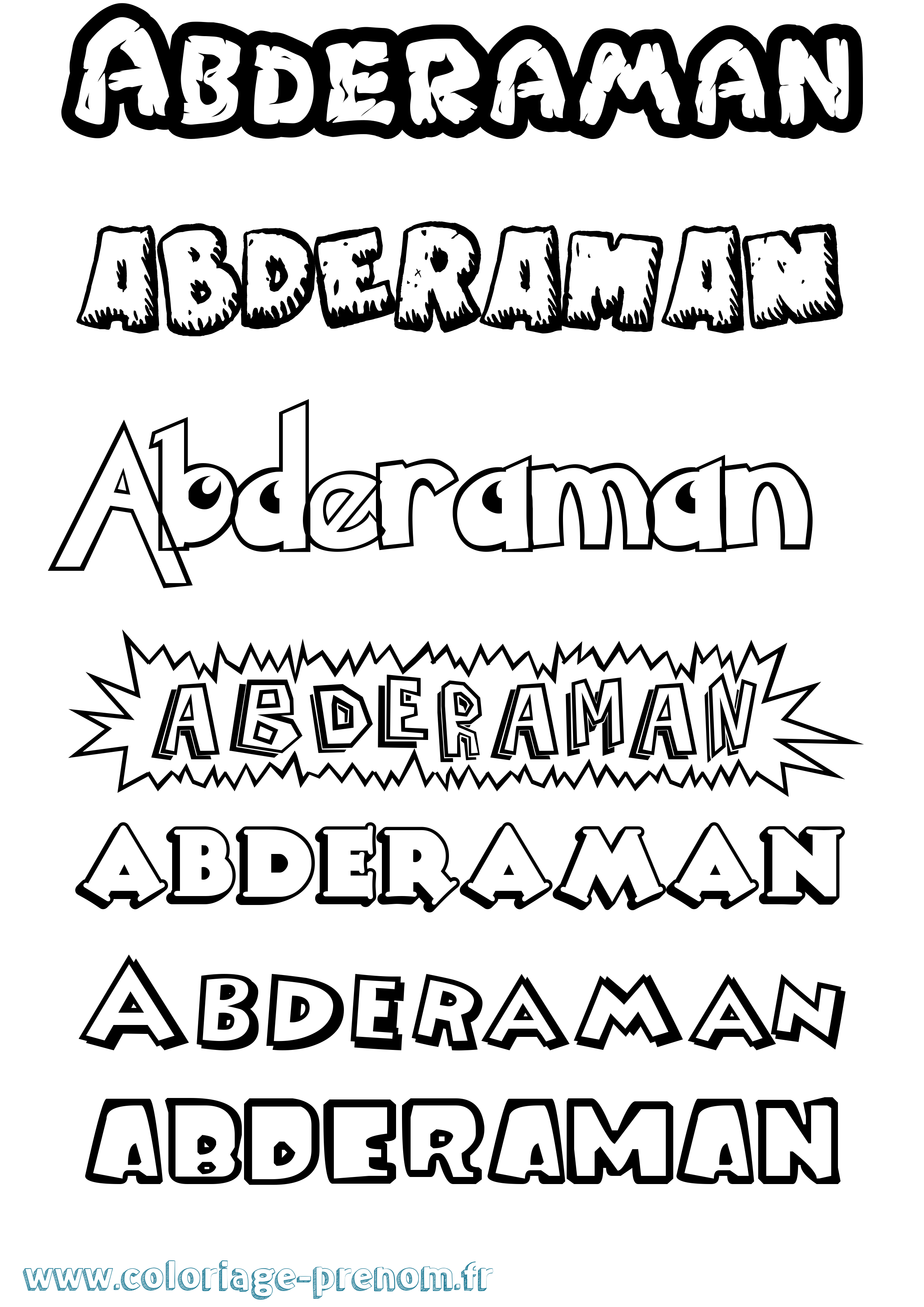 Coloriage prénom Abderaman Dessin Animé