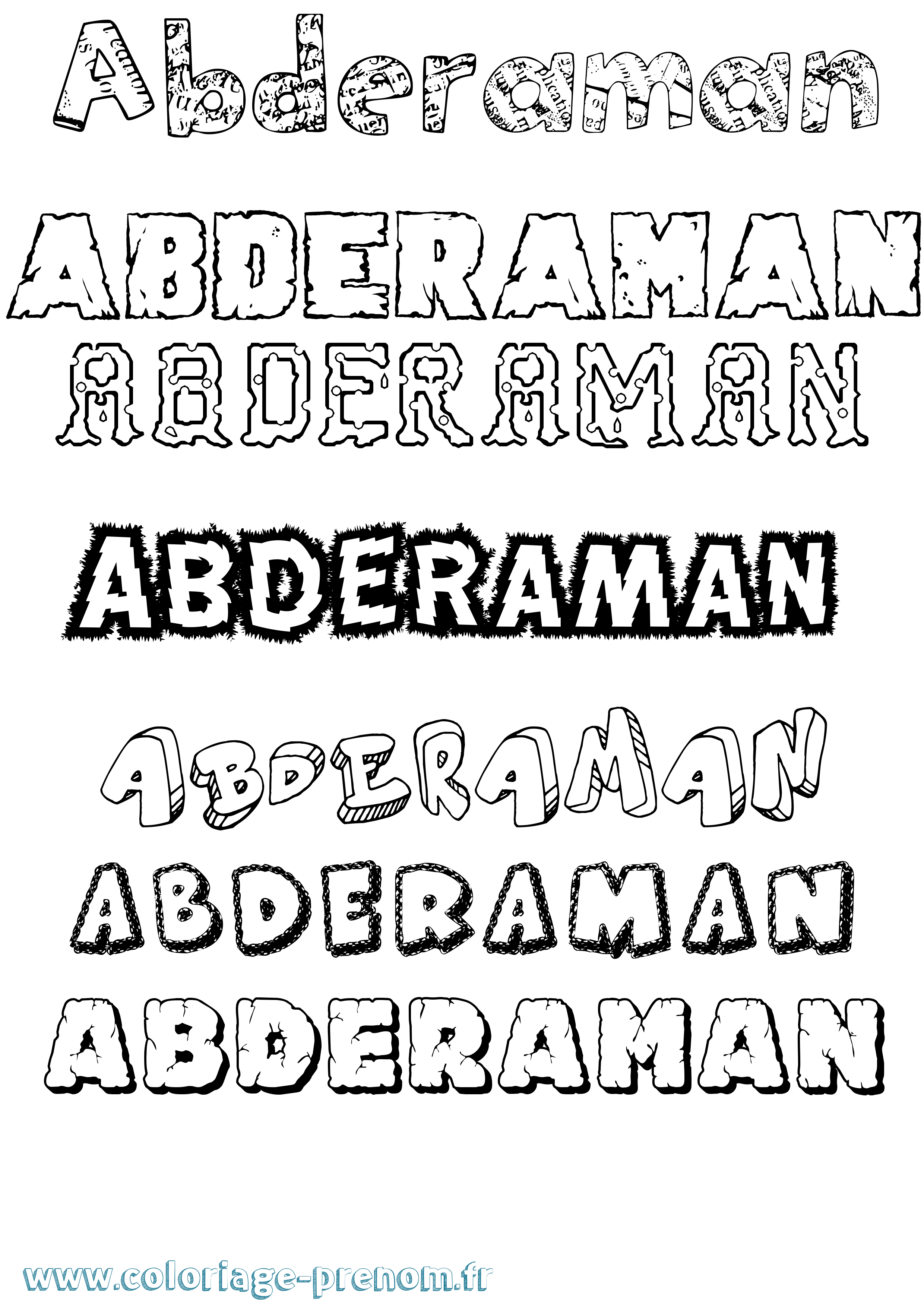 Coloriage prénom Abderaman Destructuré