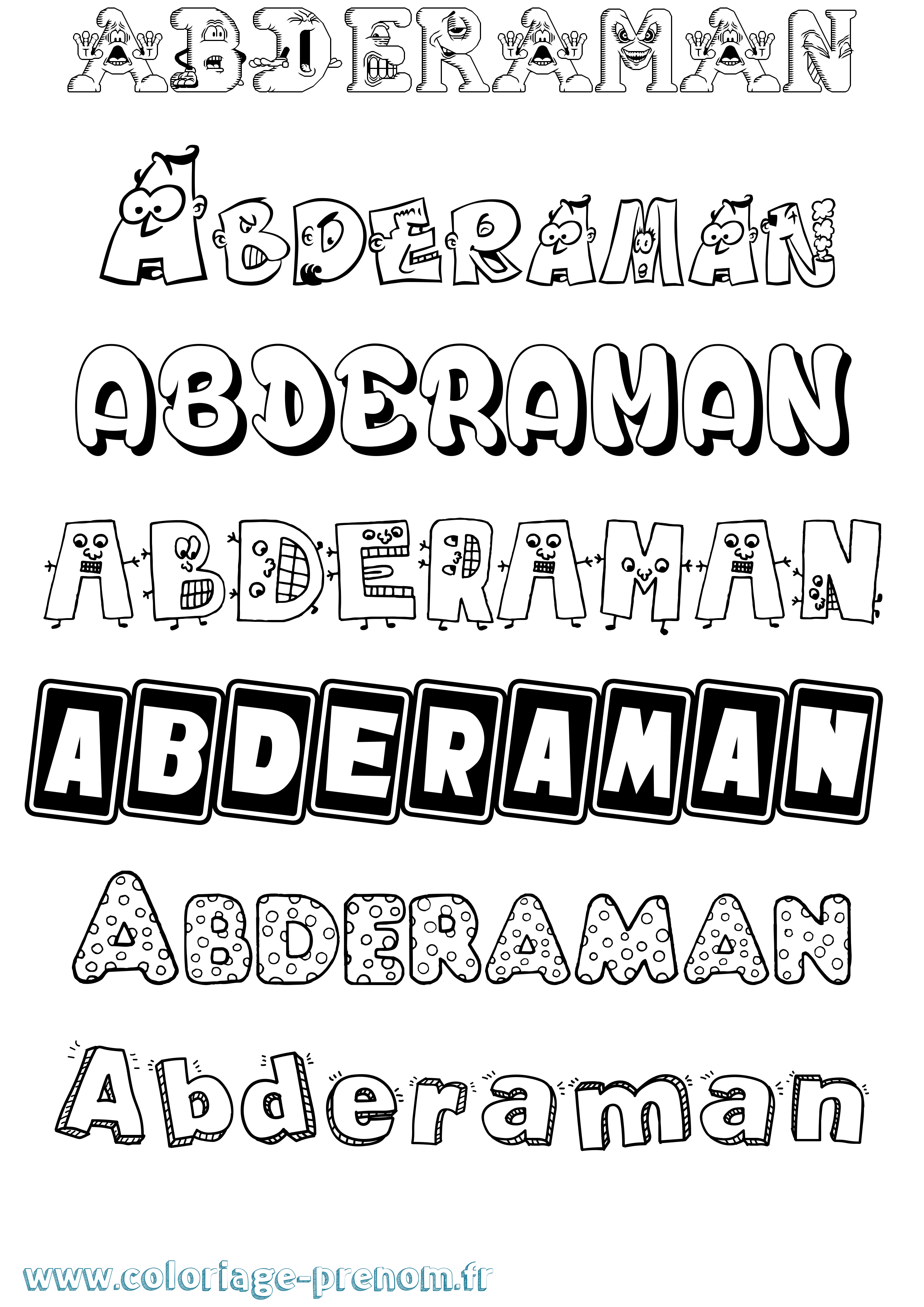 Coloriage prénom Abderaman Fun