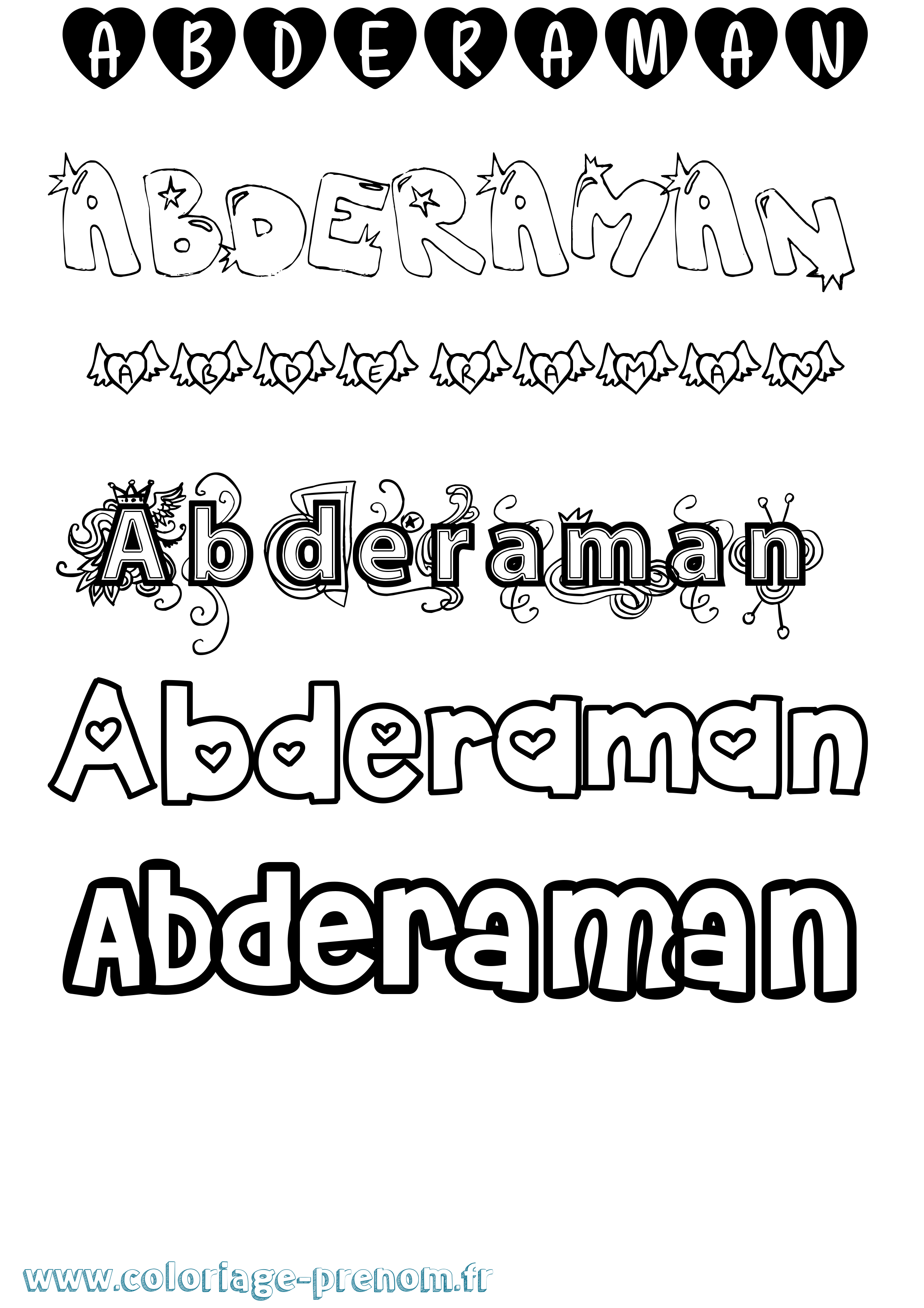 Coloriage prénom Abderaman Girly