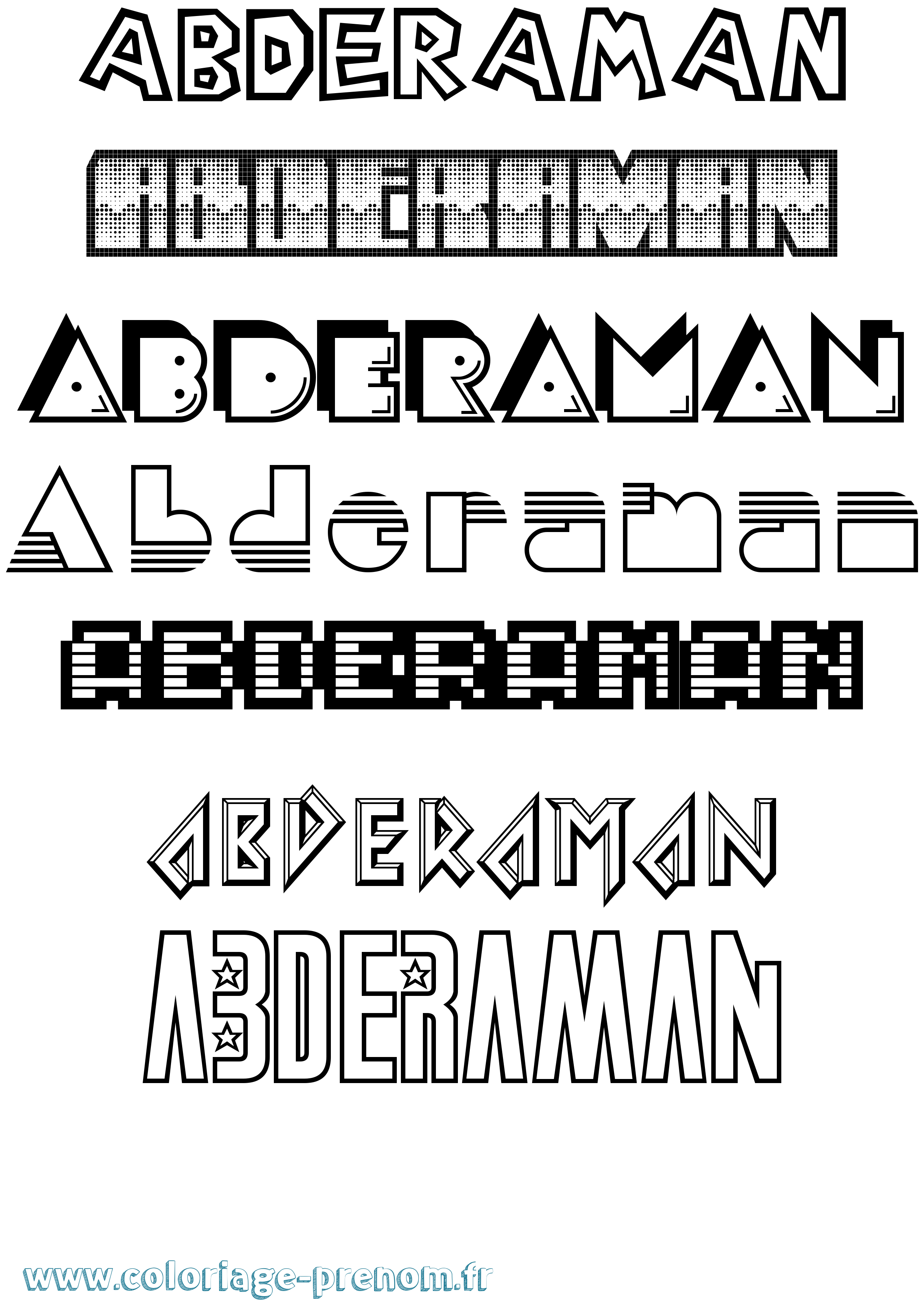 Coloriage prénom Abderaman Jeux Vidéos