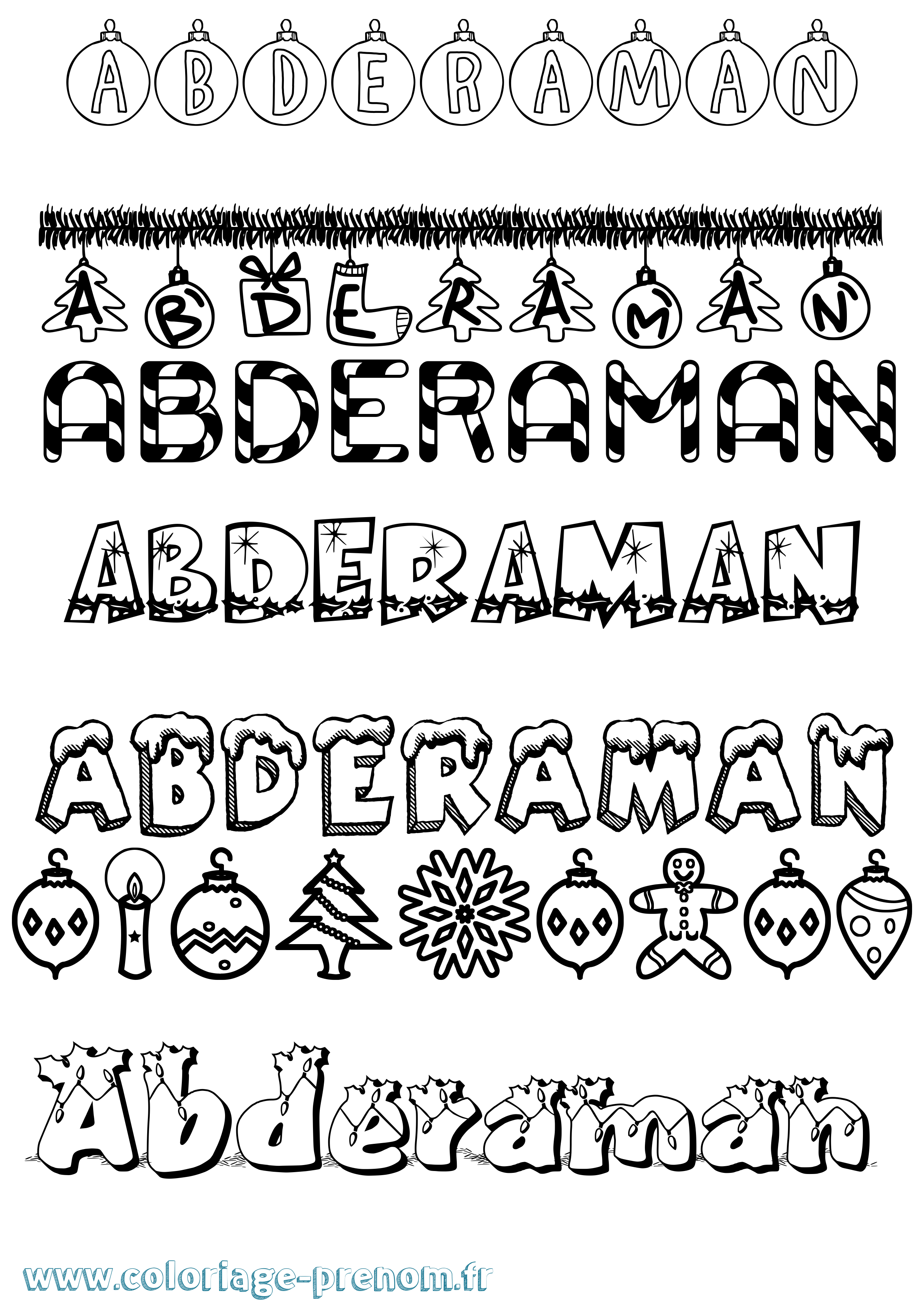 Coloriage prénom Abderaman Noël