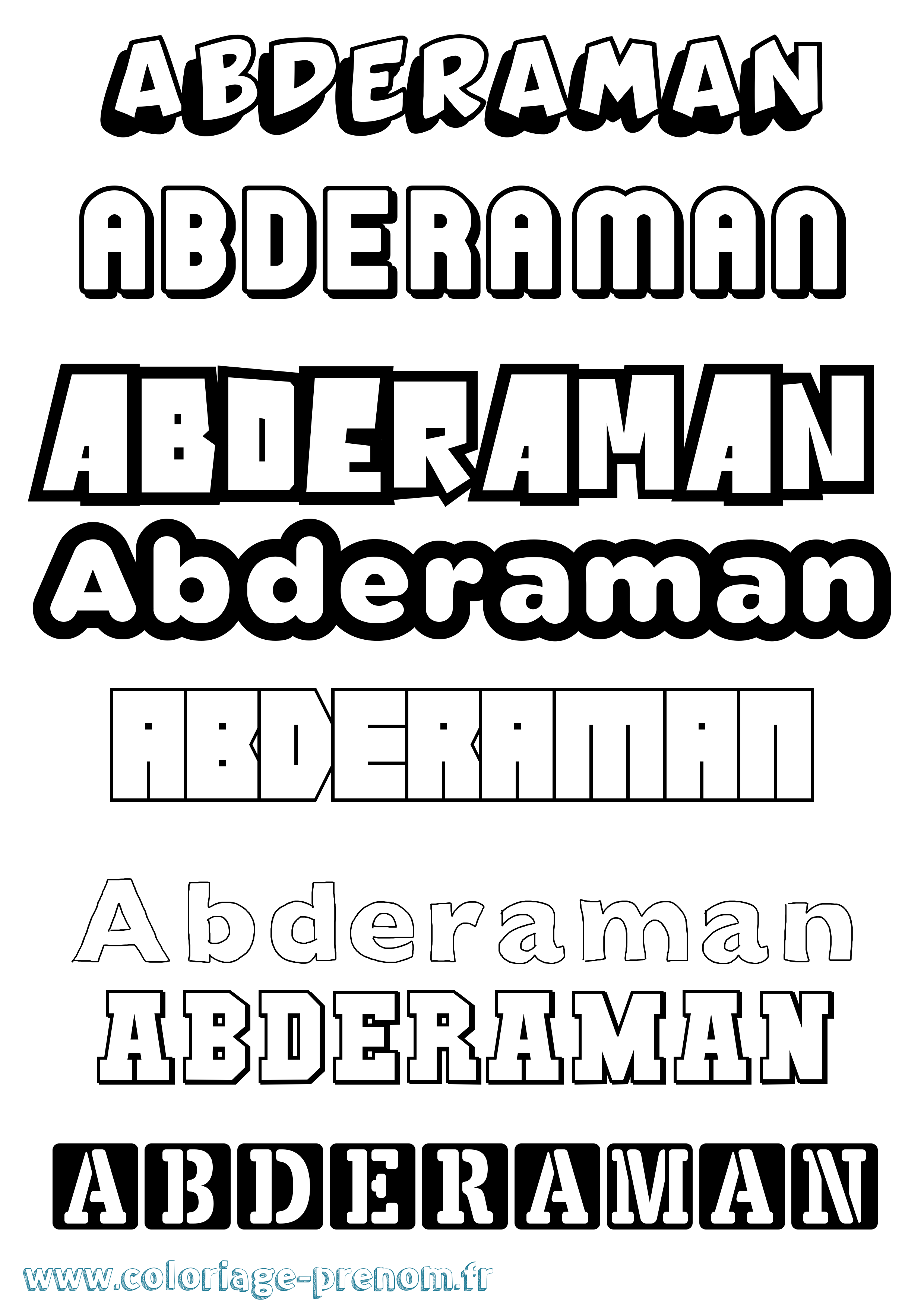 Coloriage prénom Abderaman Simple