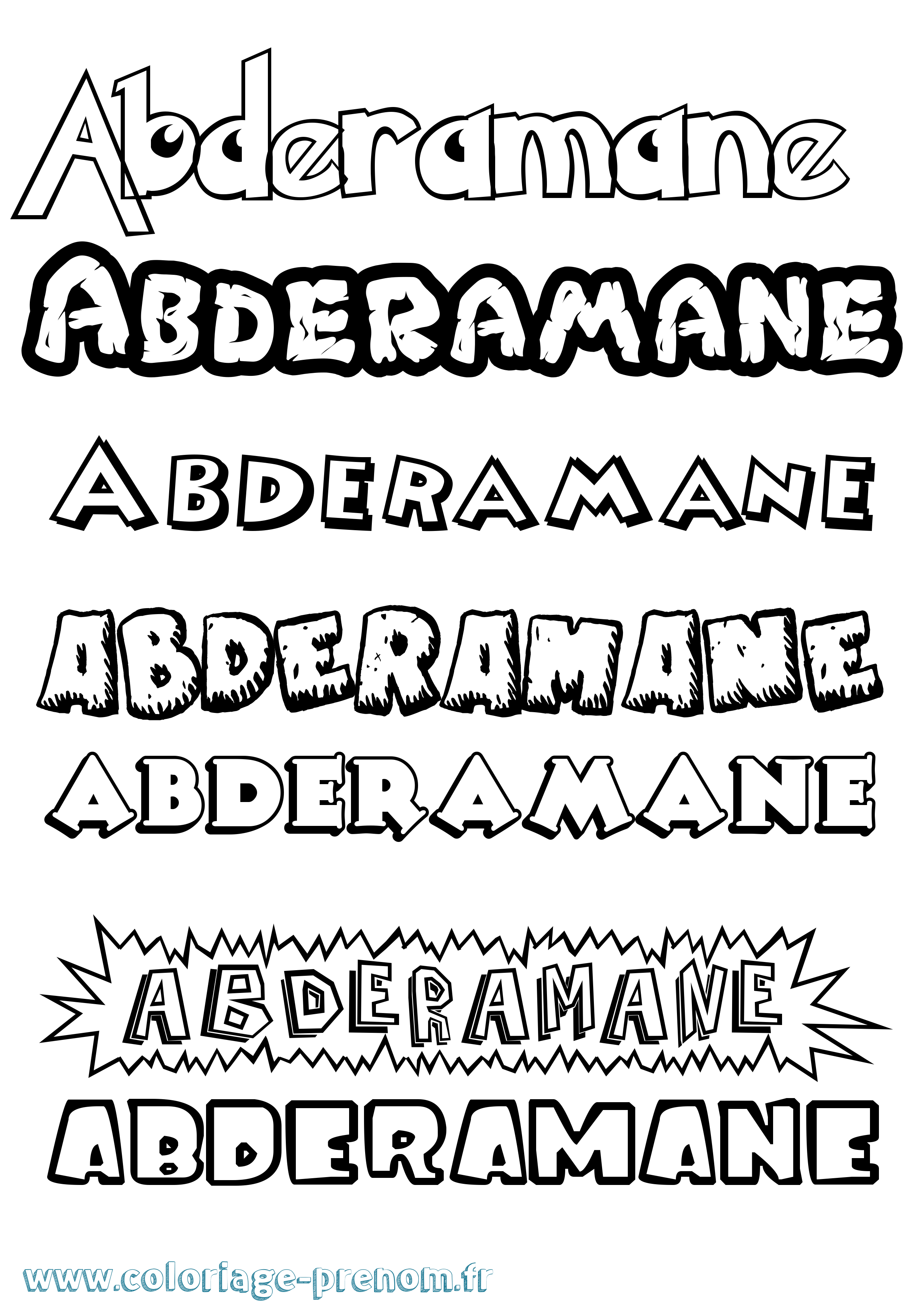 Coloriage prénom Abderamane Dessin Animé
