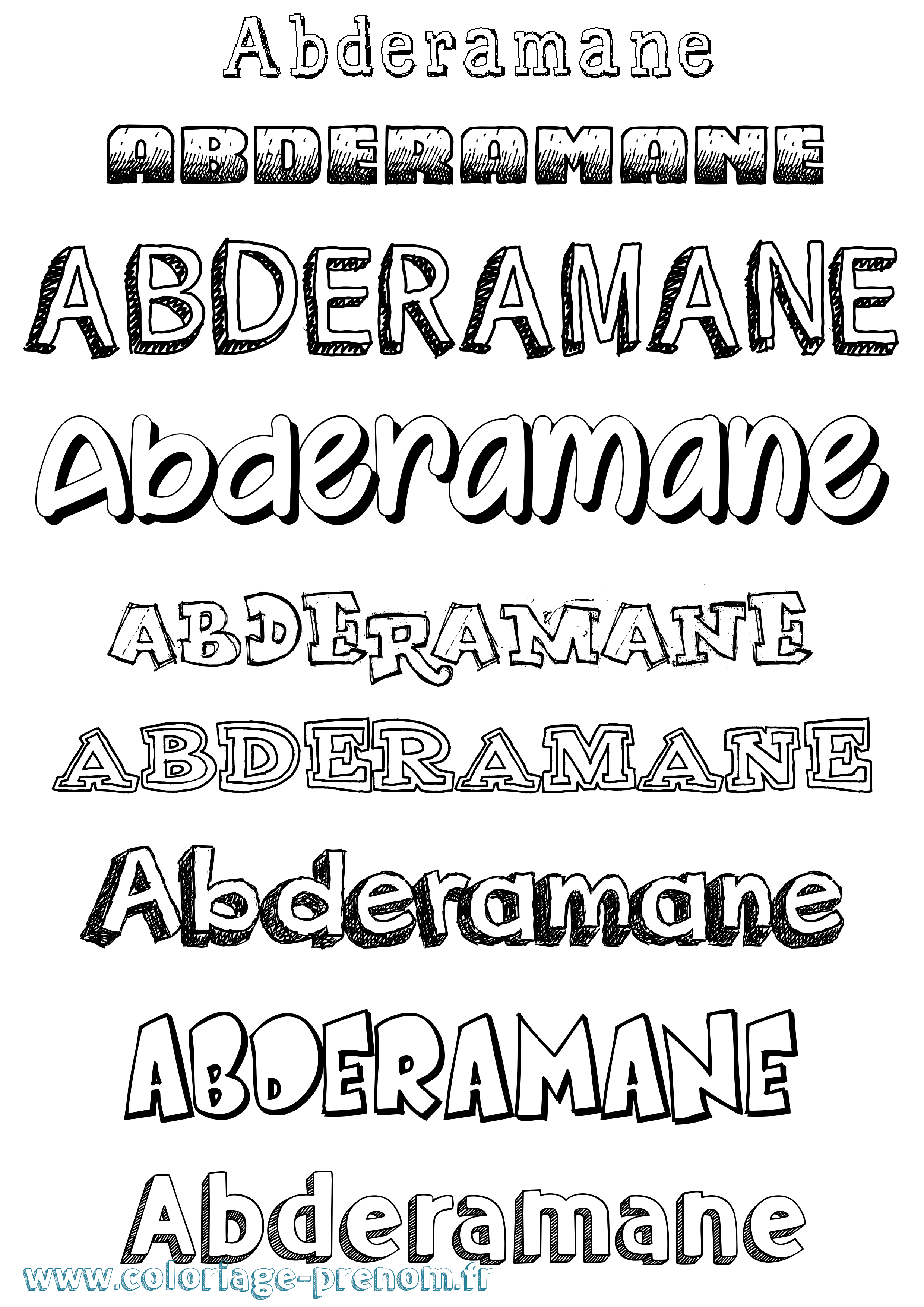 Coloriage prénom Abderamane Dessiné