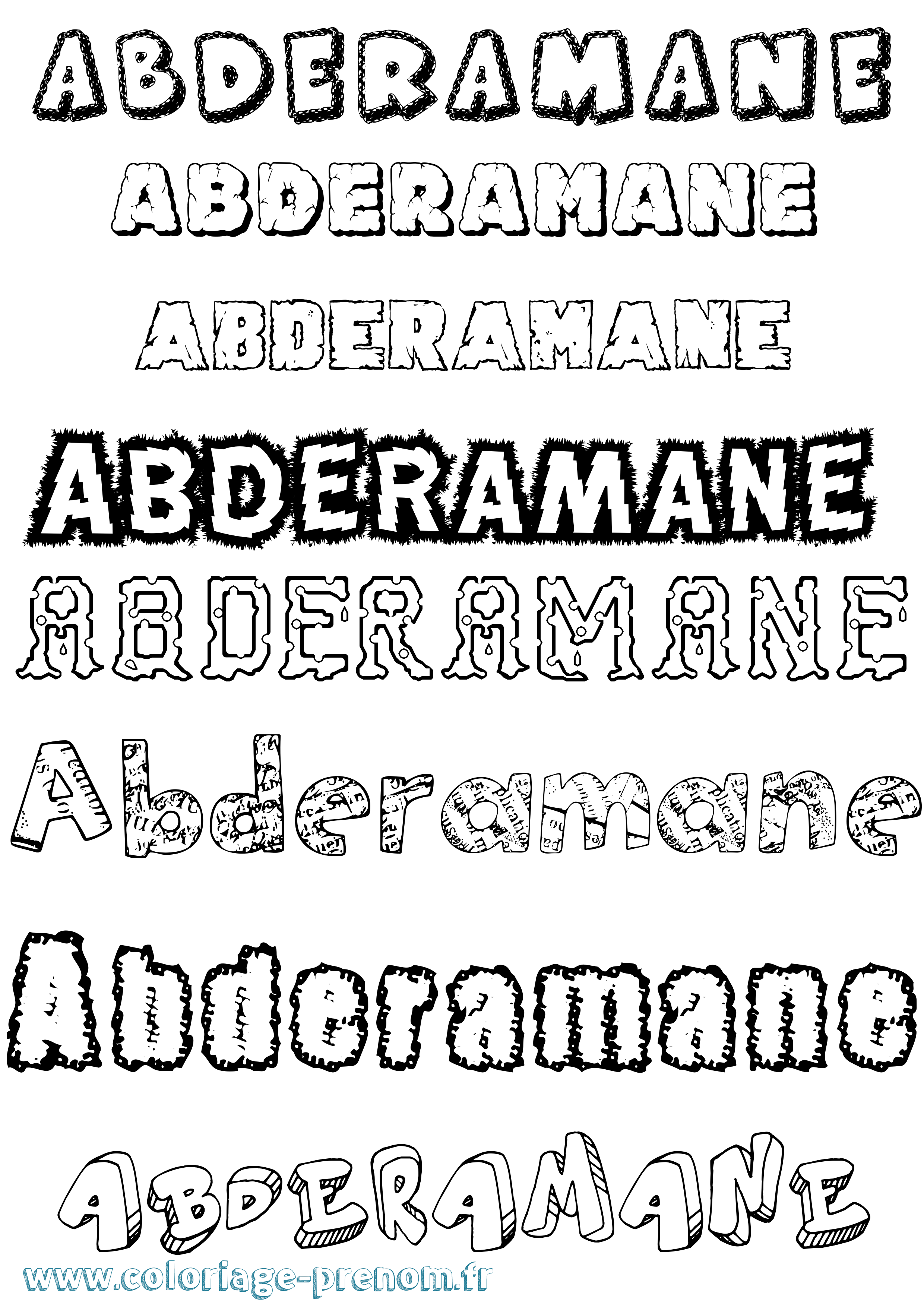 Coloriage prénom Abderamane Destructuré