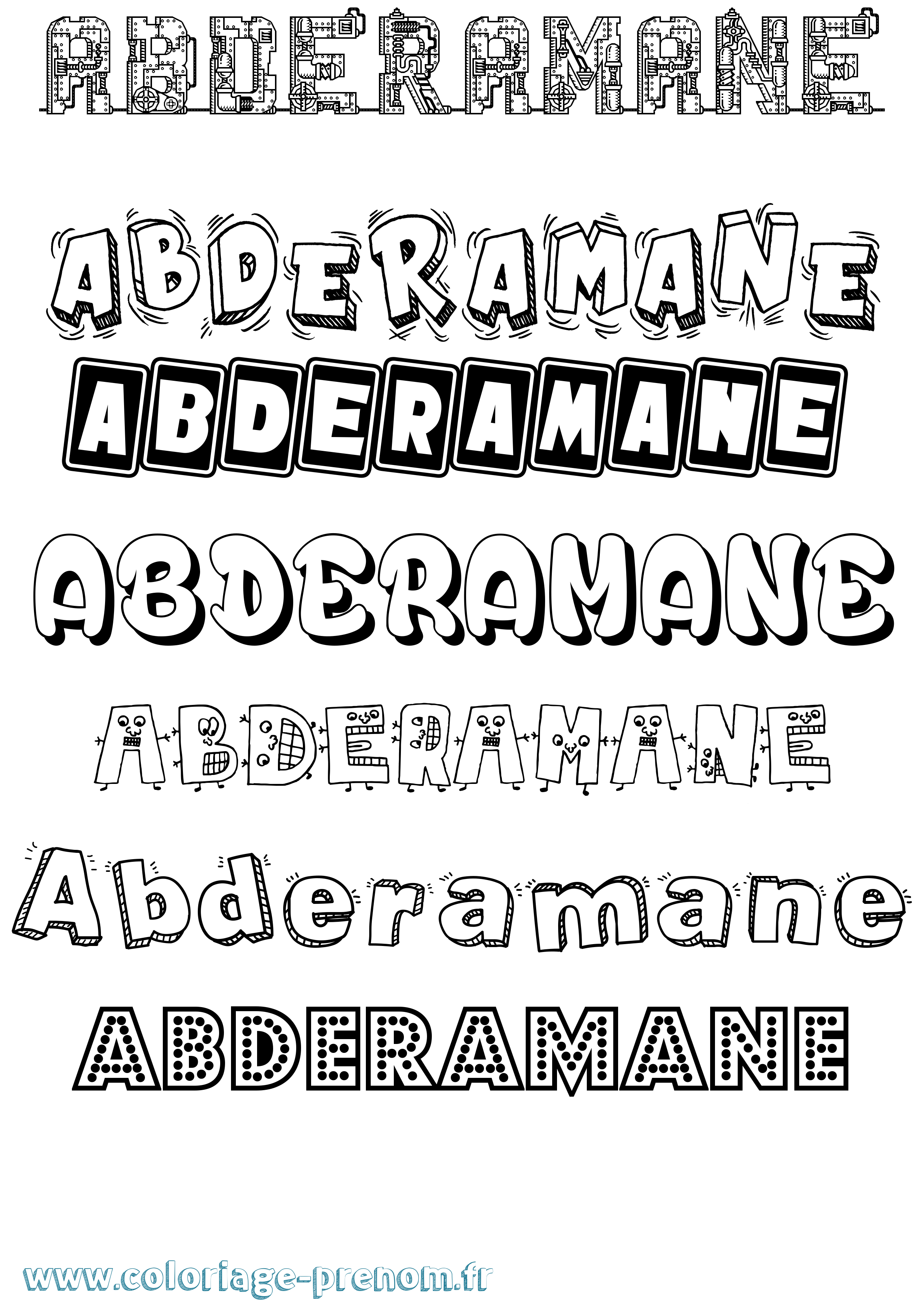 Coloriage prénom Abderamane Fun