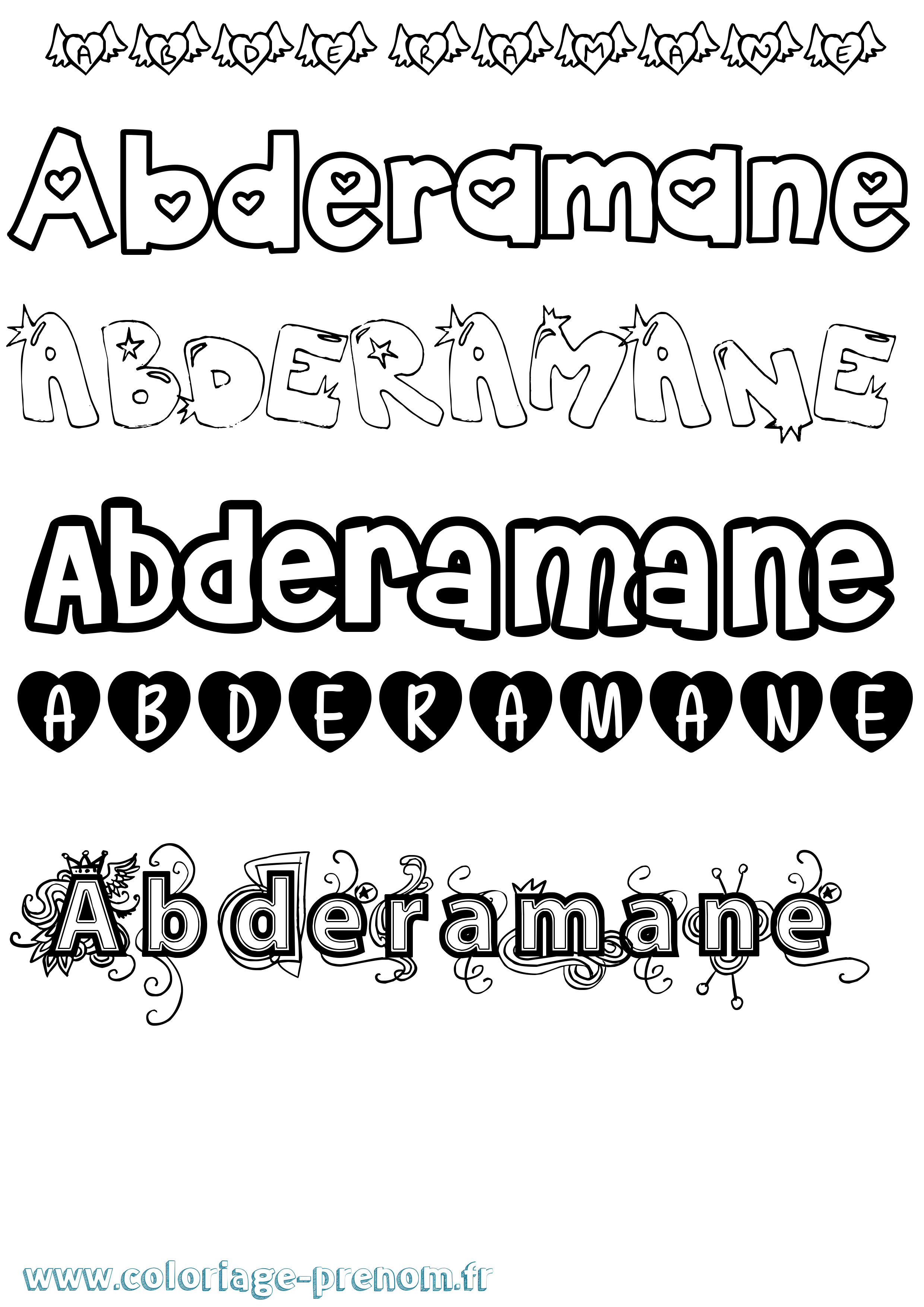 Coloriage prénom Abderamane Girly
