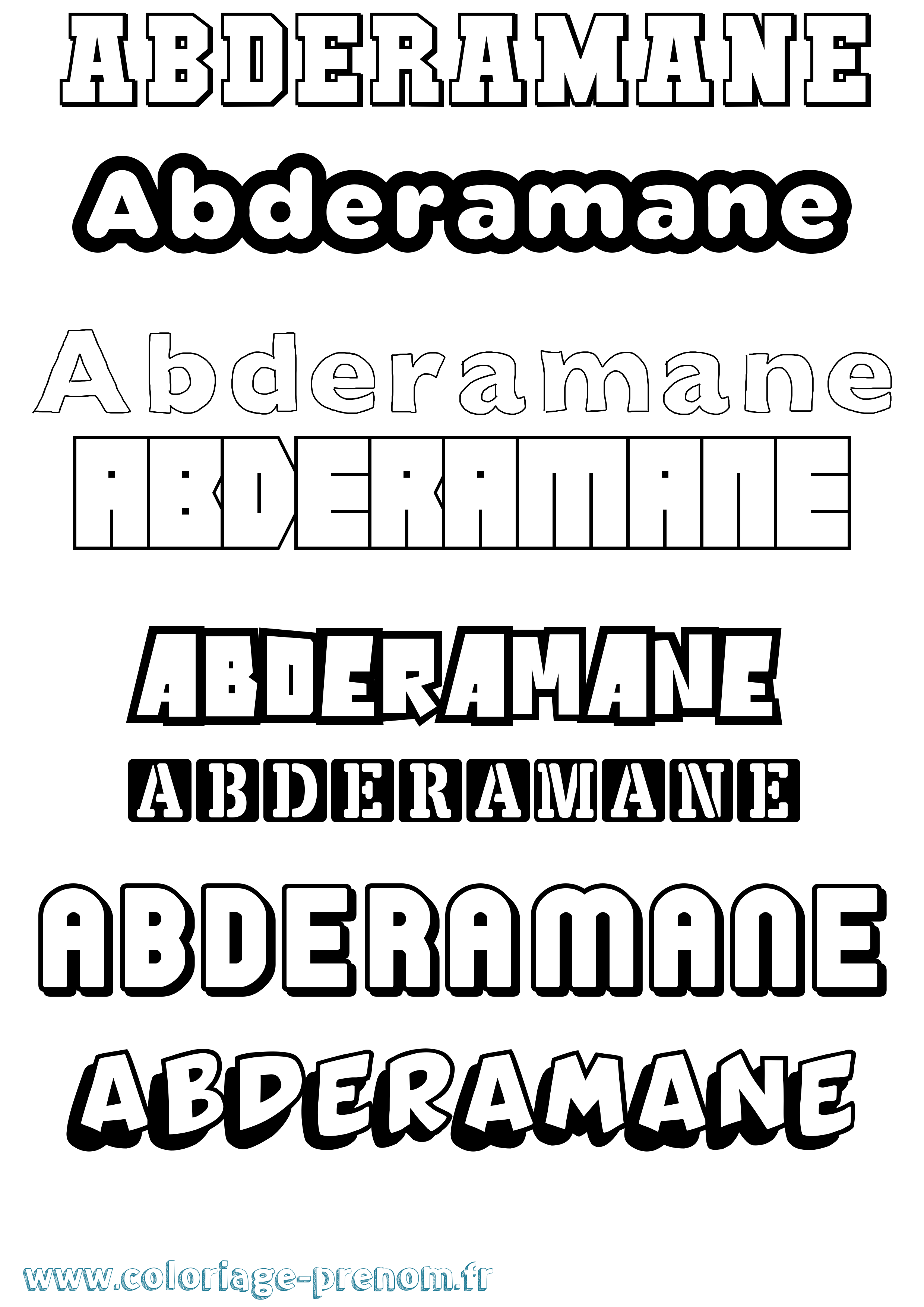 Coloriage prénom Abderamane Simple