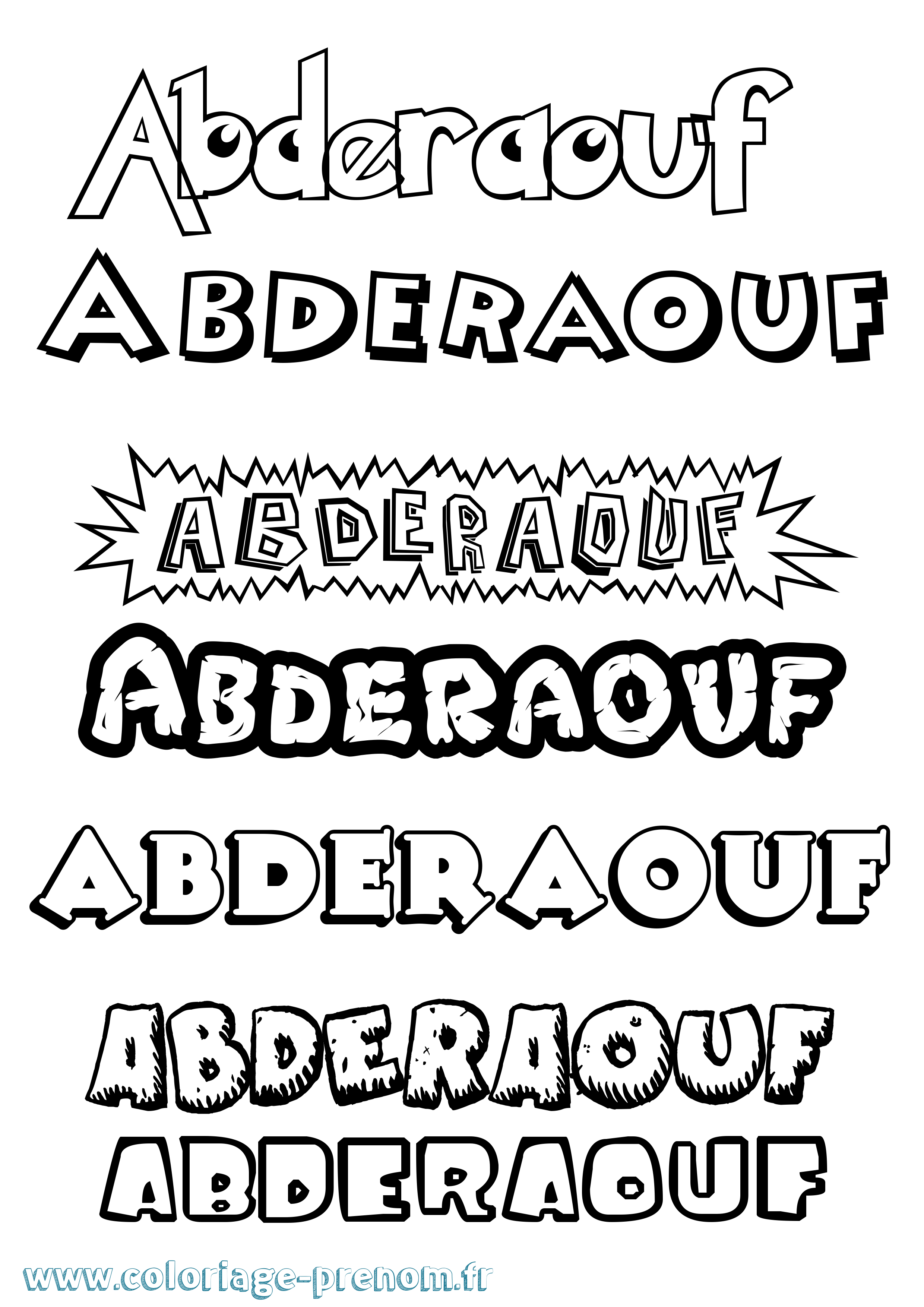 Coloriage Abderaouf Dessin Animé Coloriage prénom Abderaouf Dessin Animé