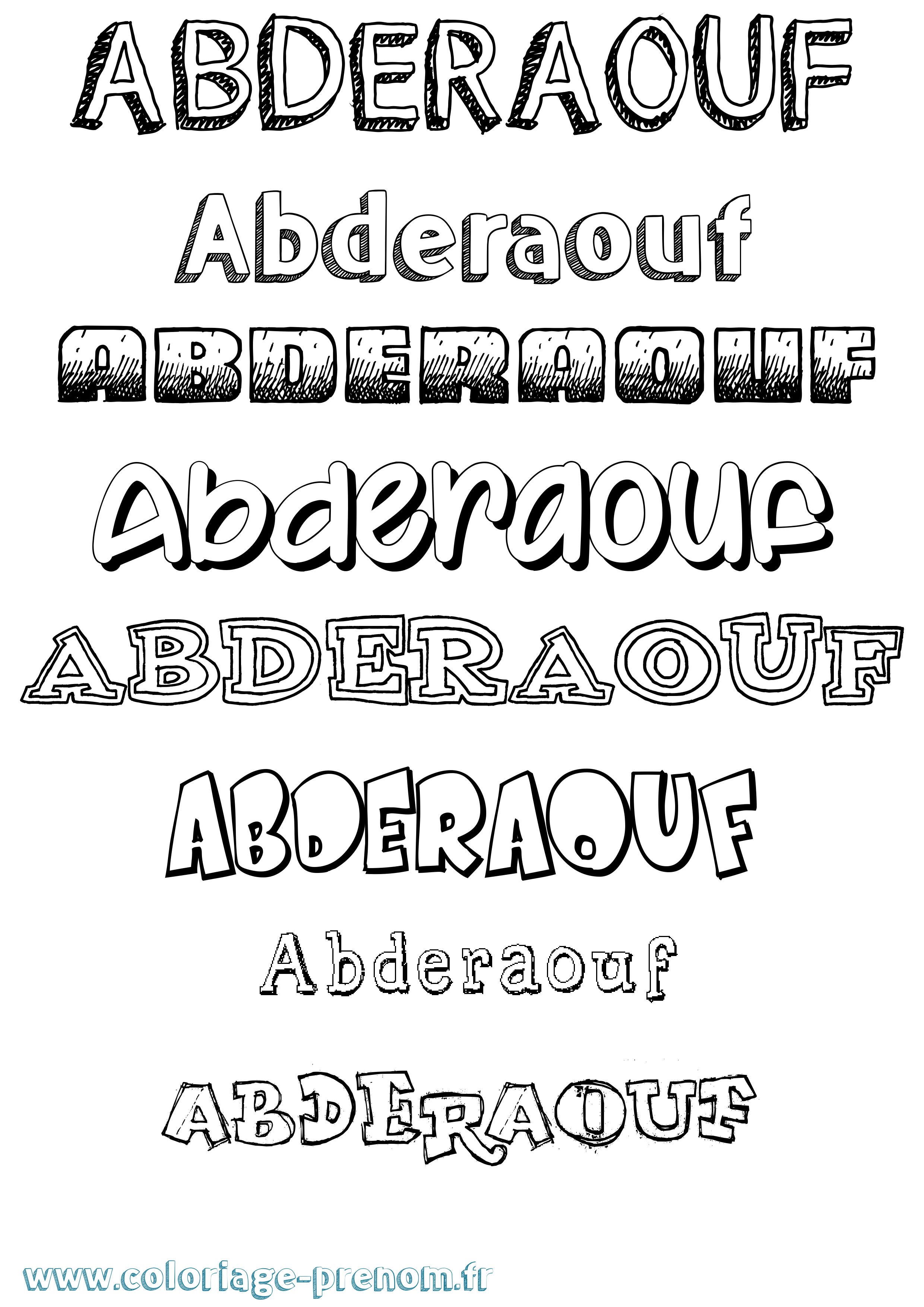 Coloriage Abderaouf Dessiné Coloriage prénom Abderaouf Dessiné