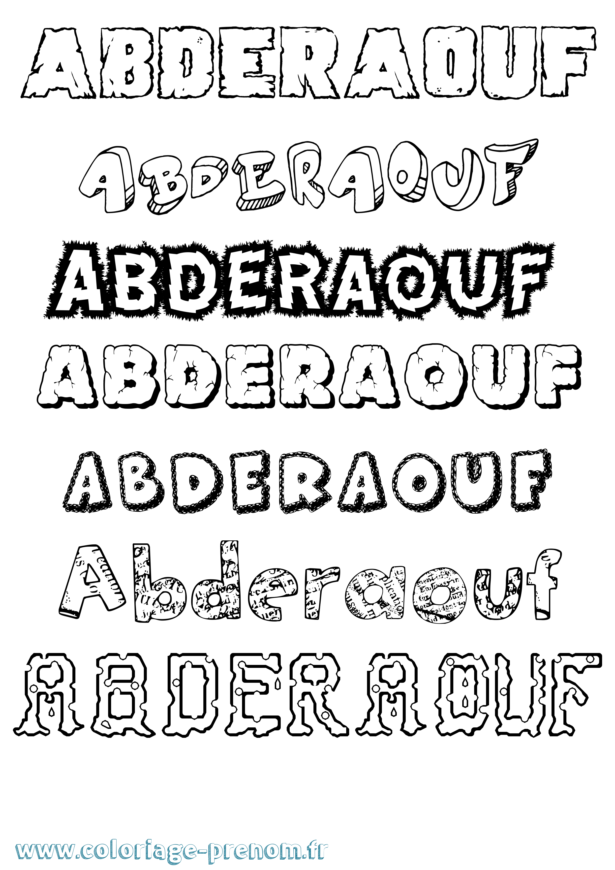 Coloriage Abderaouf Destructuré Coloriage prénom Abderaouf Destructuré
