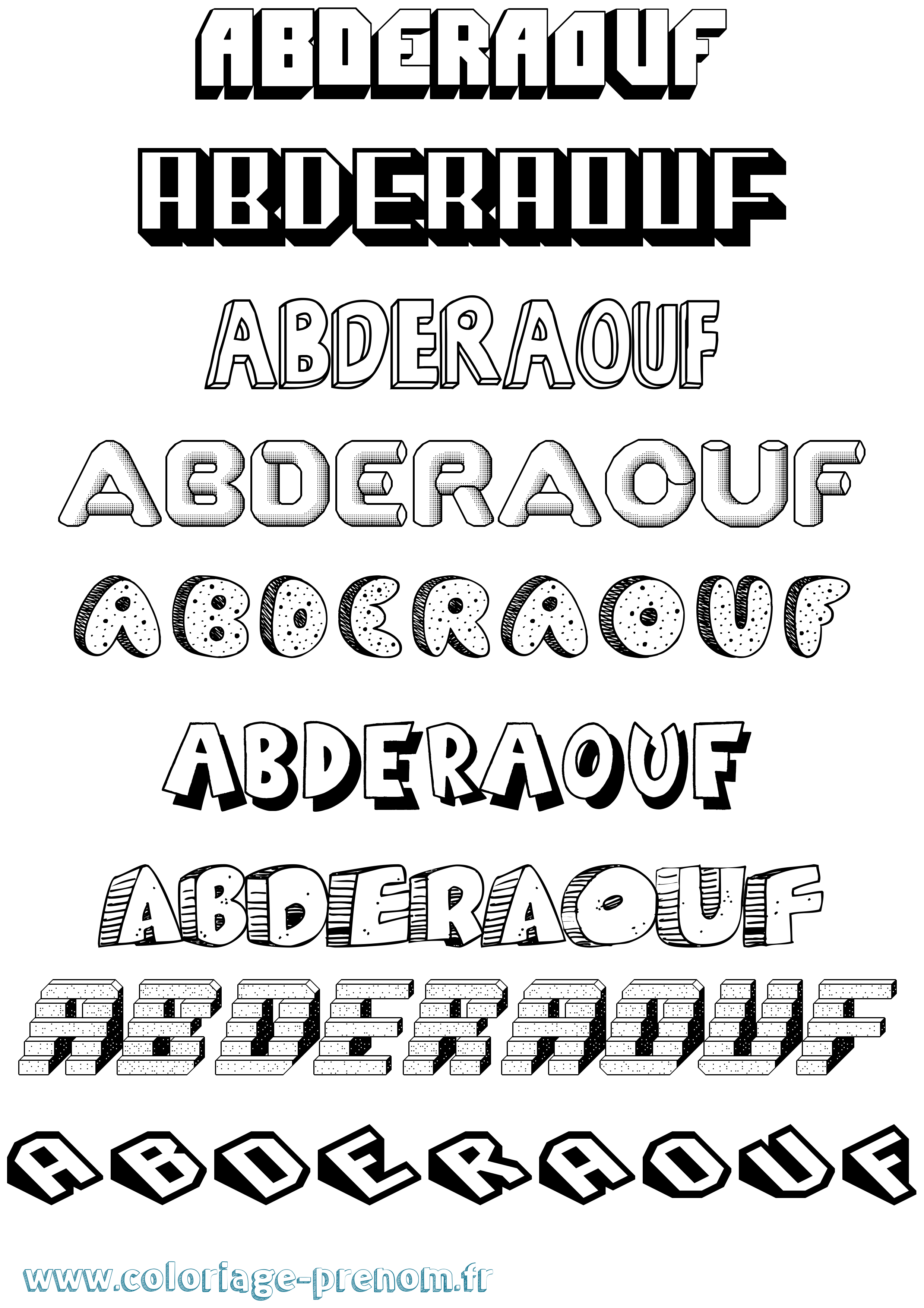Coloriage Abderaouf Effet 3D Coloriage prénom Abderaouf Effet 3D