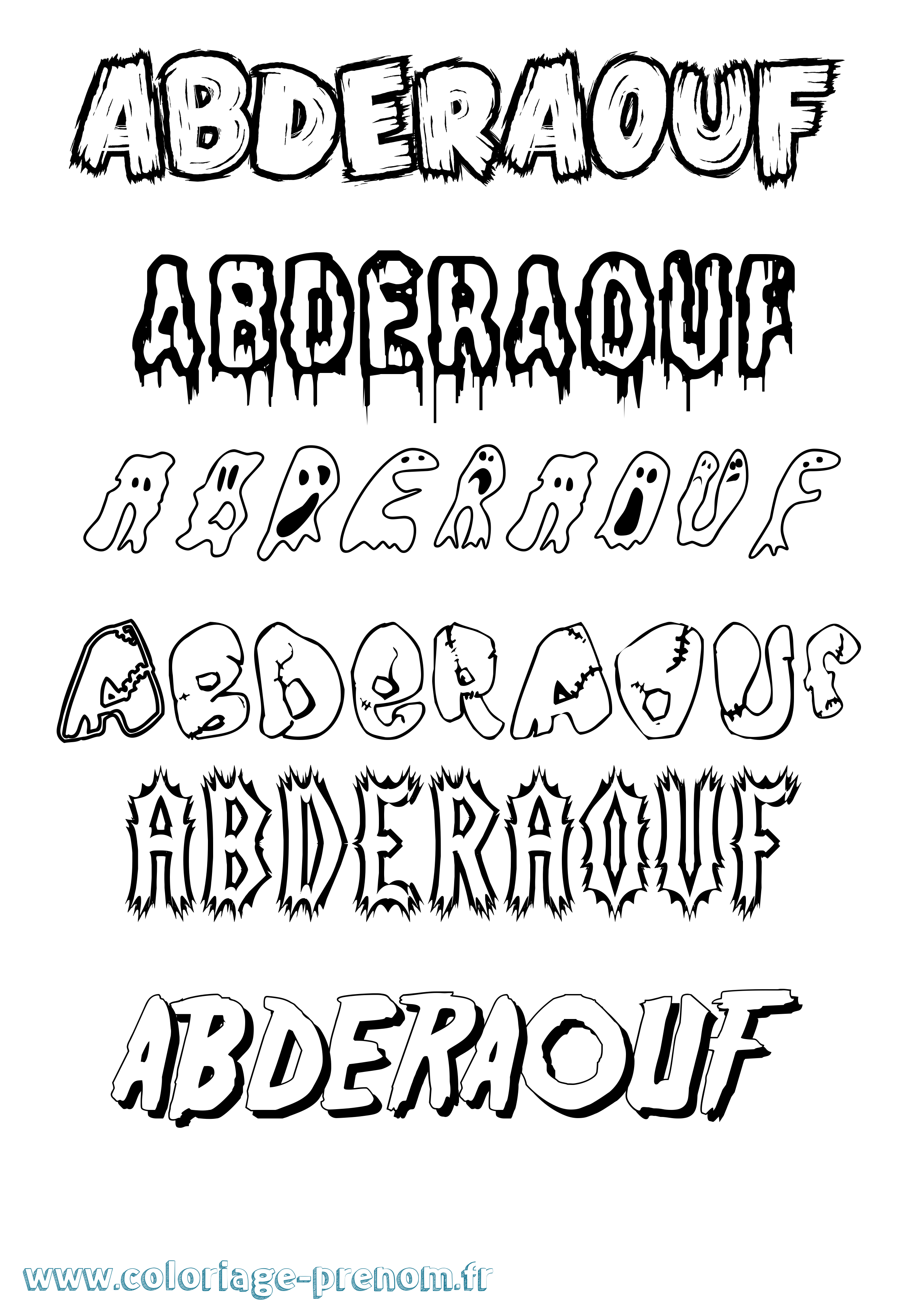 Coloriage Abderaouf Frisson Coloriage prénom Abderaouf Frisson