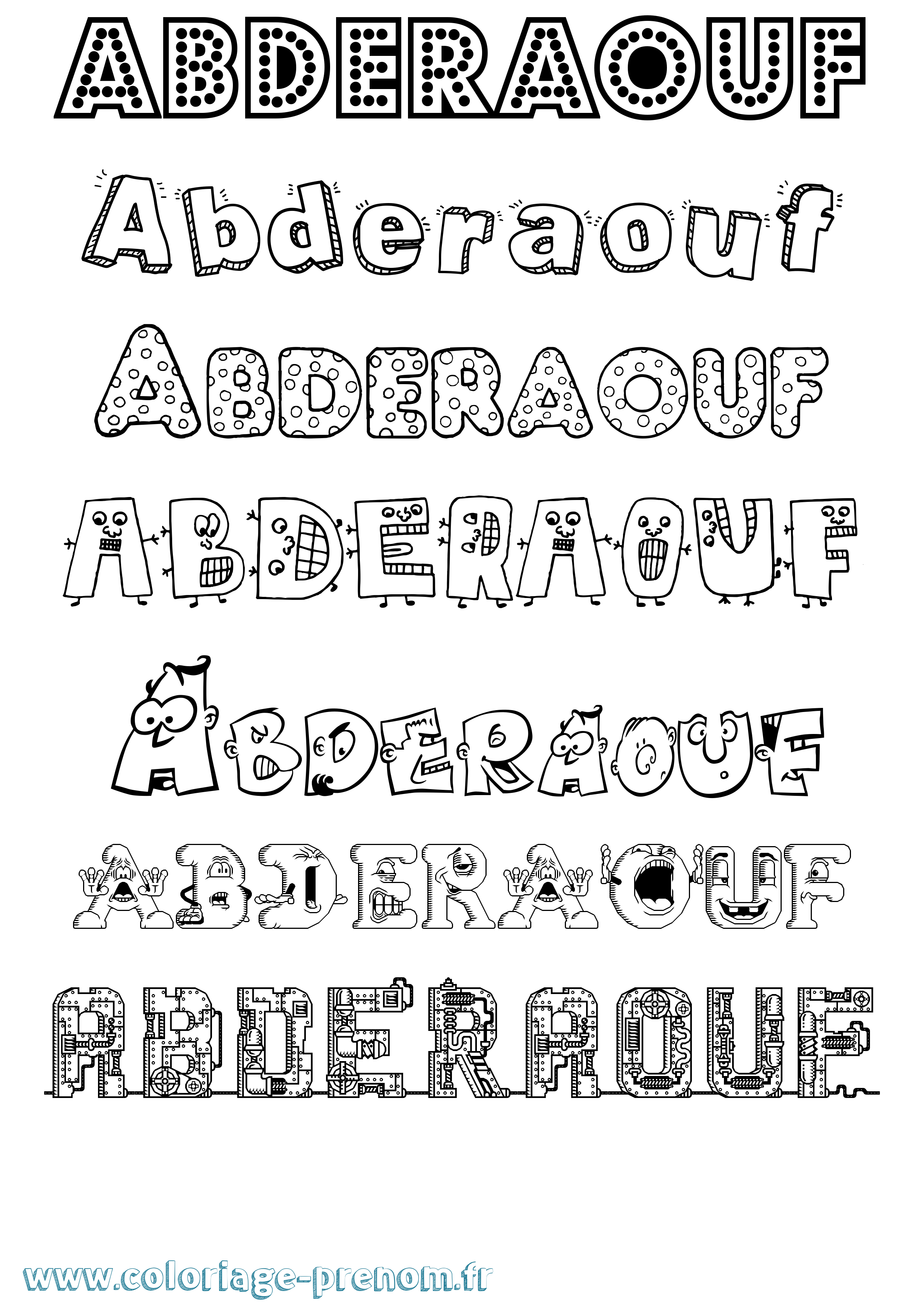 Coloriage Abderaouf Fun Coloriage prénom Abderaouf Fun
