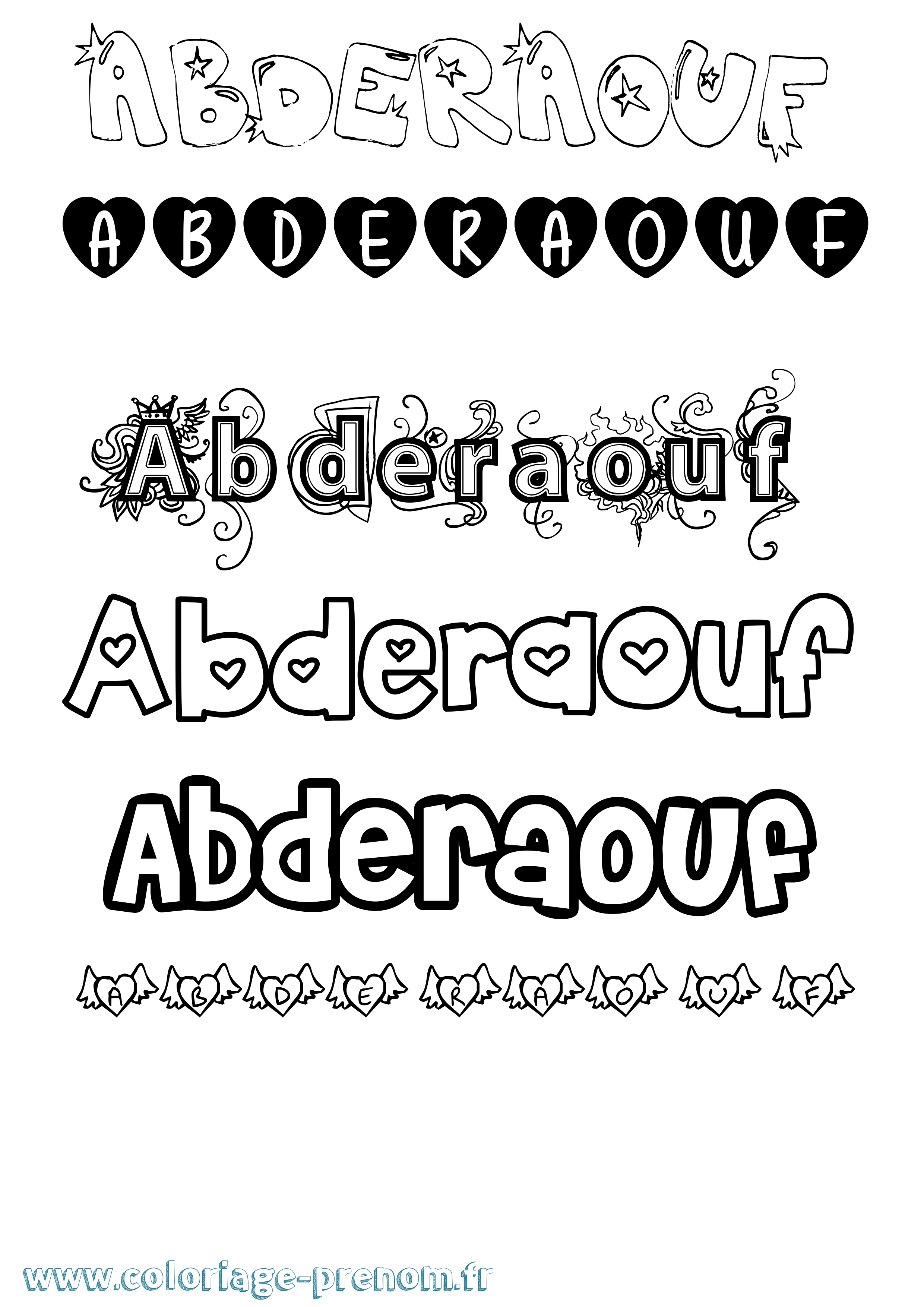Coloriage Abderaouf Girly Coloriage prénom Abderaouf Girly