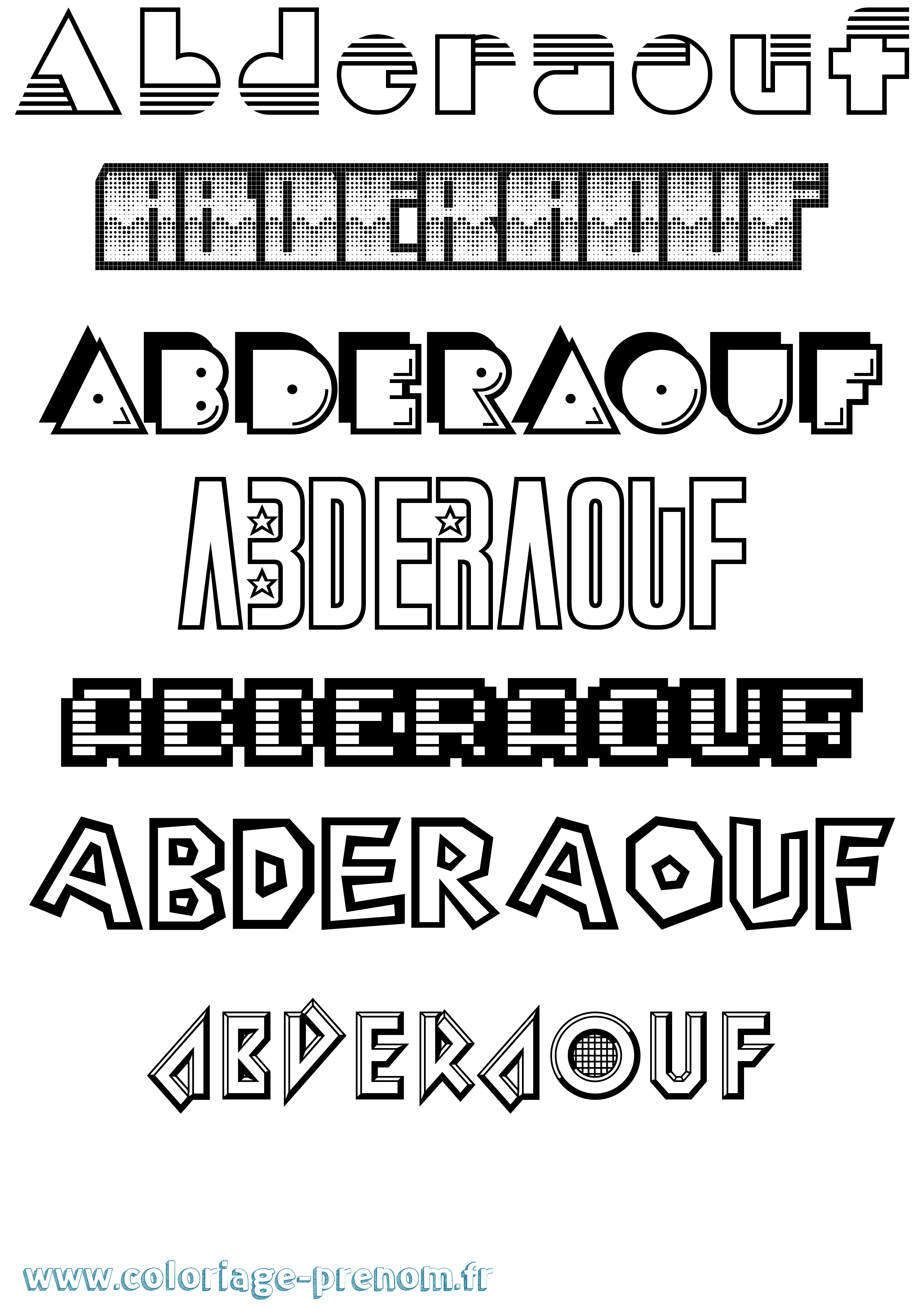 Coloriage Abderaouf Jeux Vidéos Coloriage prénom Abderaouf Jeux Vidéos