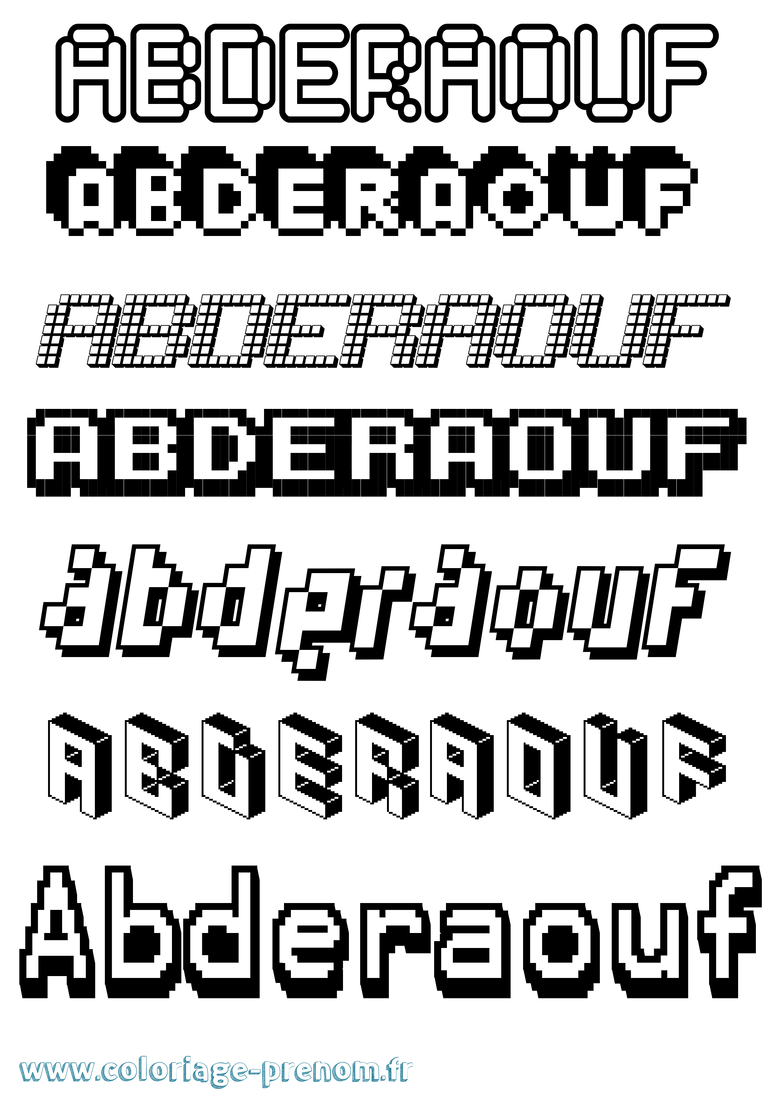 Coloriage Abderaouf Pixel Coloriage prénom Abderaouf Pixel