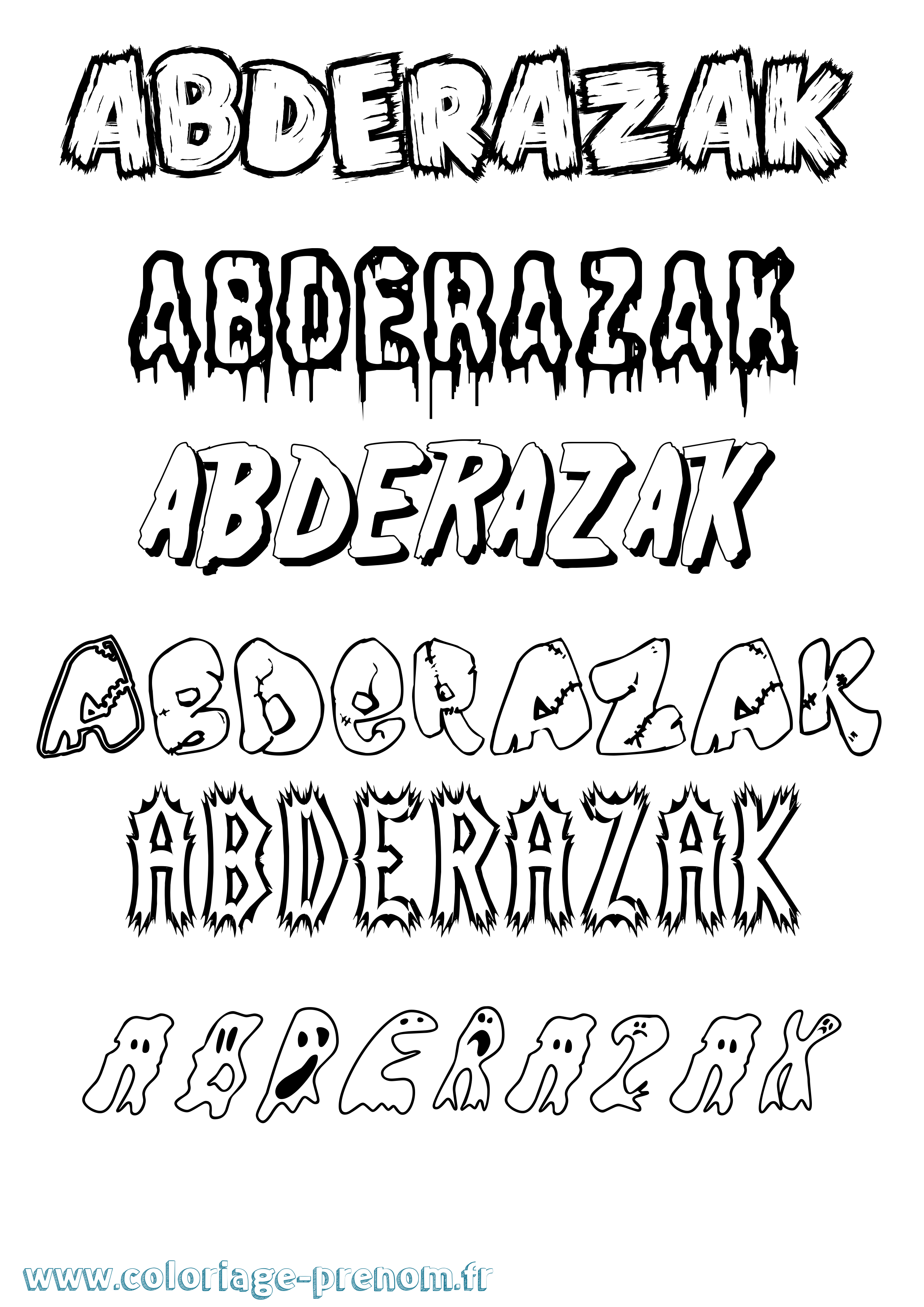 Coloriage Abderazak Frisson Coloriage prénom Abderazak Frisson