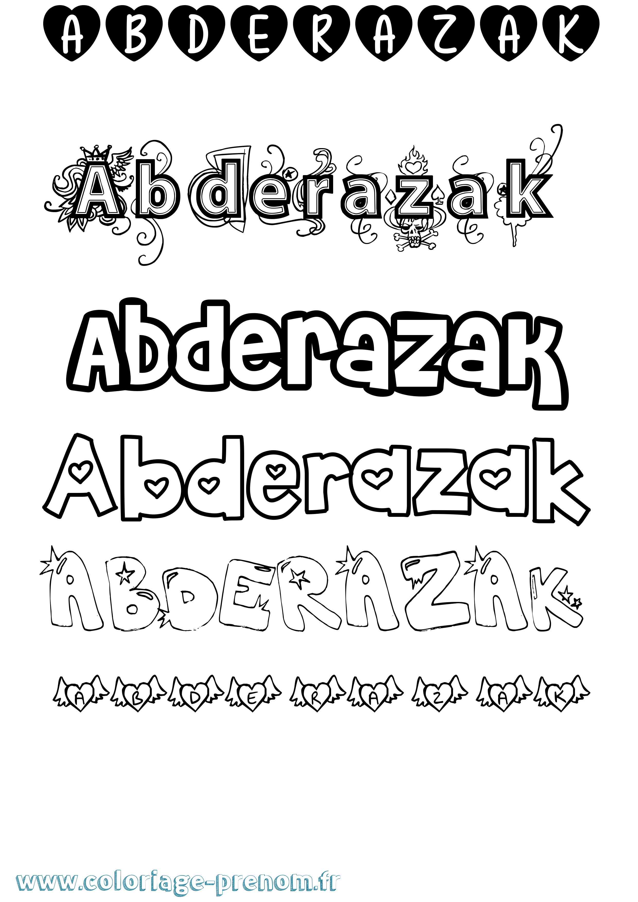 Coloriage Abderazak Girly Coloriage prénom Abderazak Girly