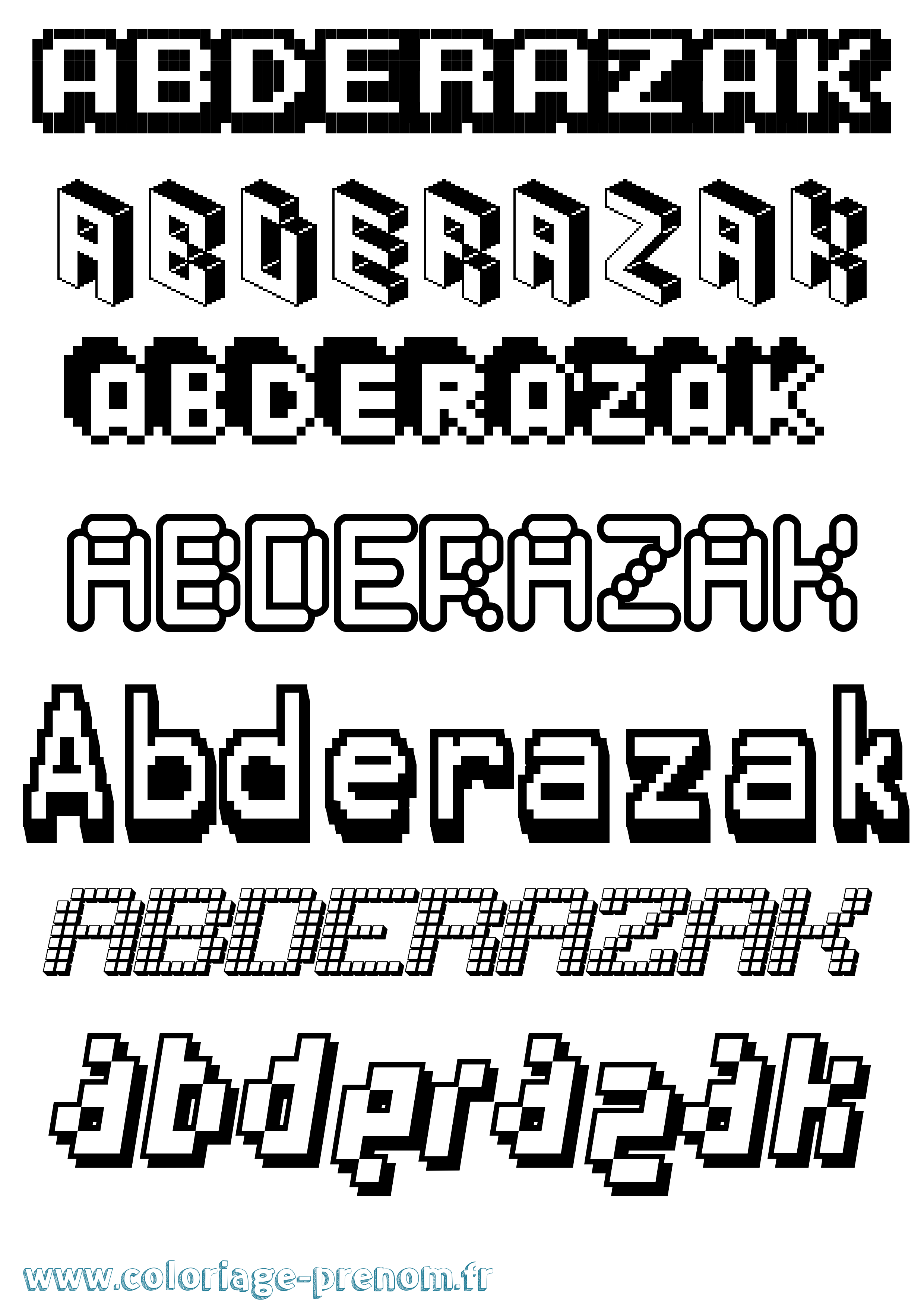 Coloriage Abderazak Pixel Coloriage prénom Abderazak Pixel