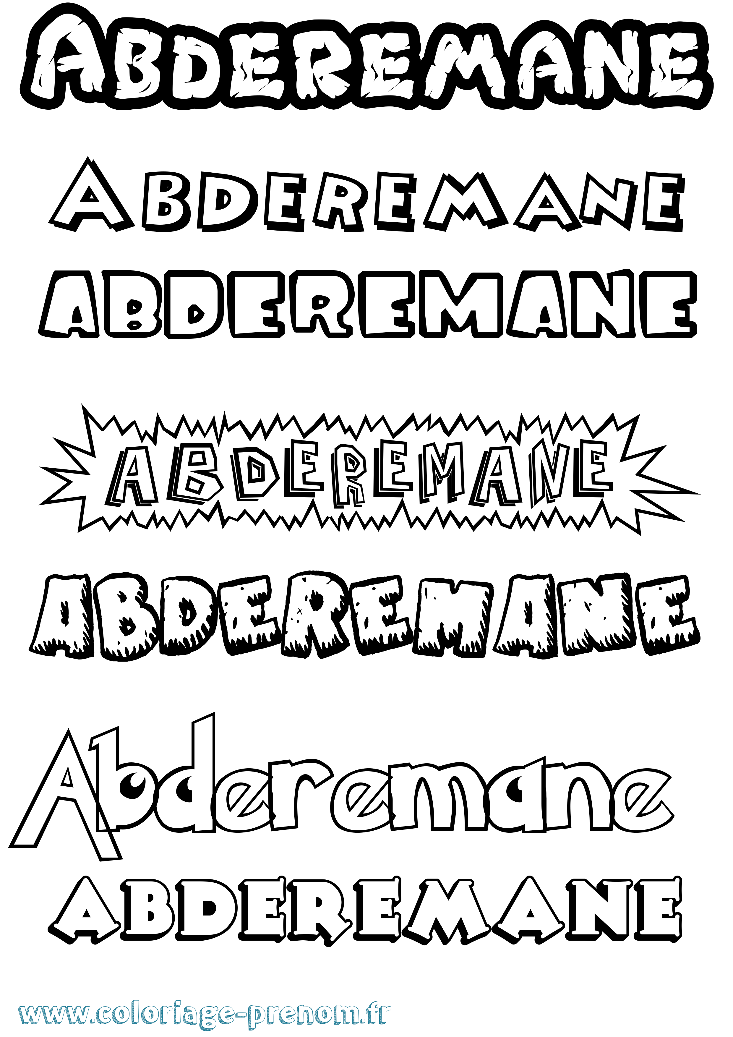 Coloriage prénom Abderemane Dessin Animé