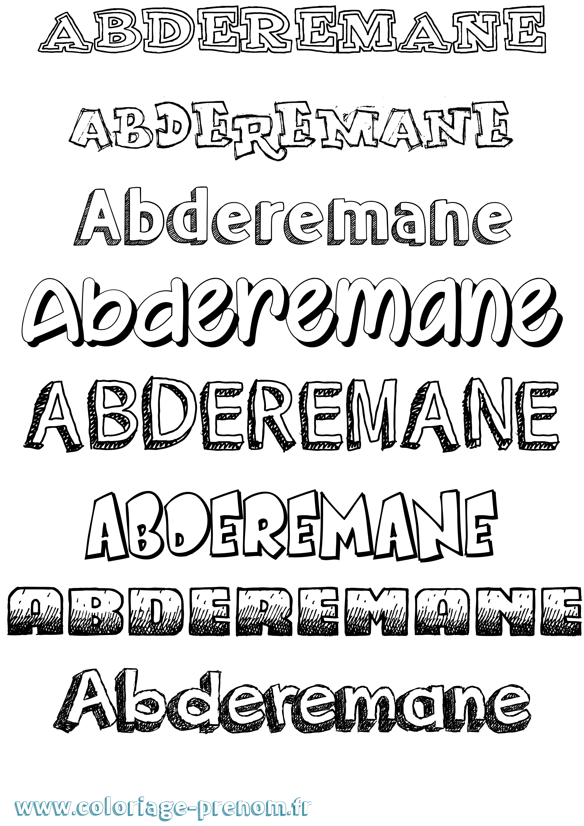 Coloriage prénom Abderemane Dessiné
