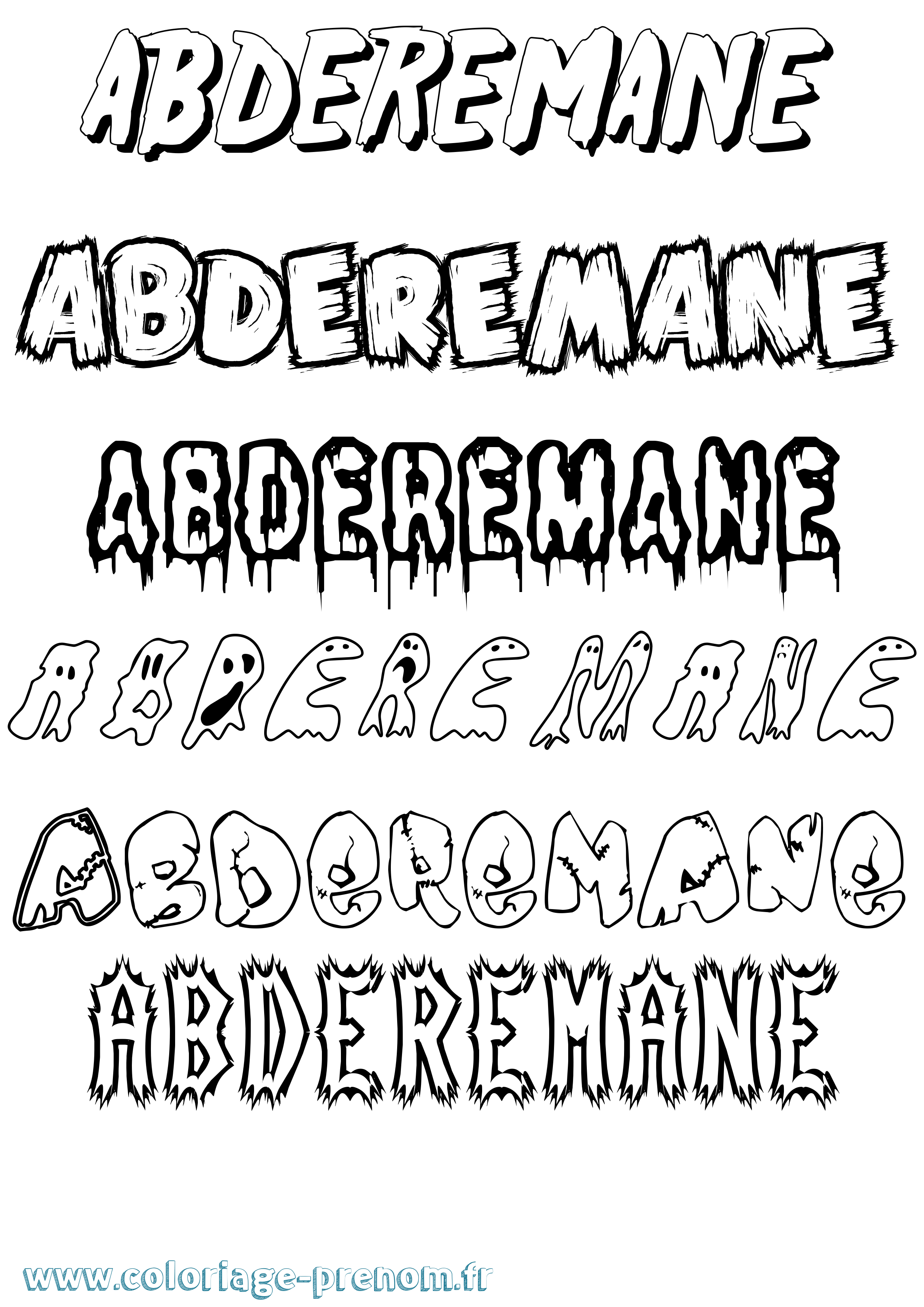 Coloriage prénom Abderemane Frisson