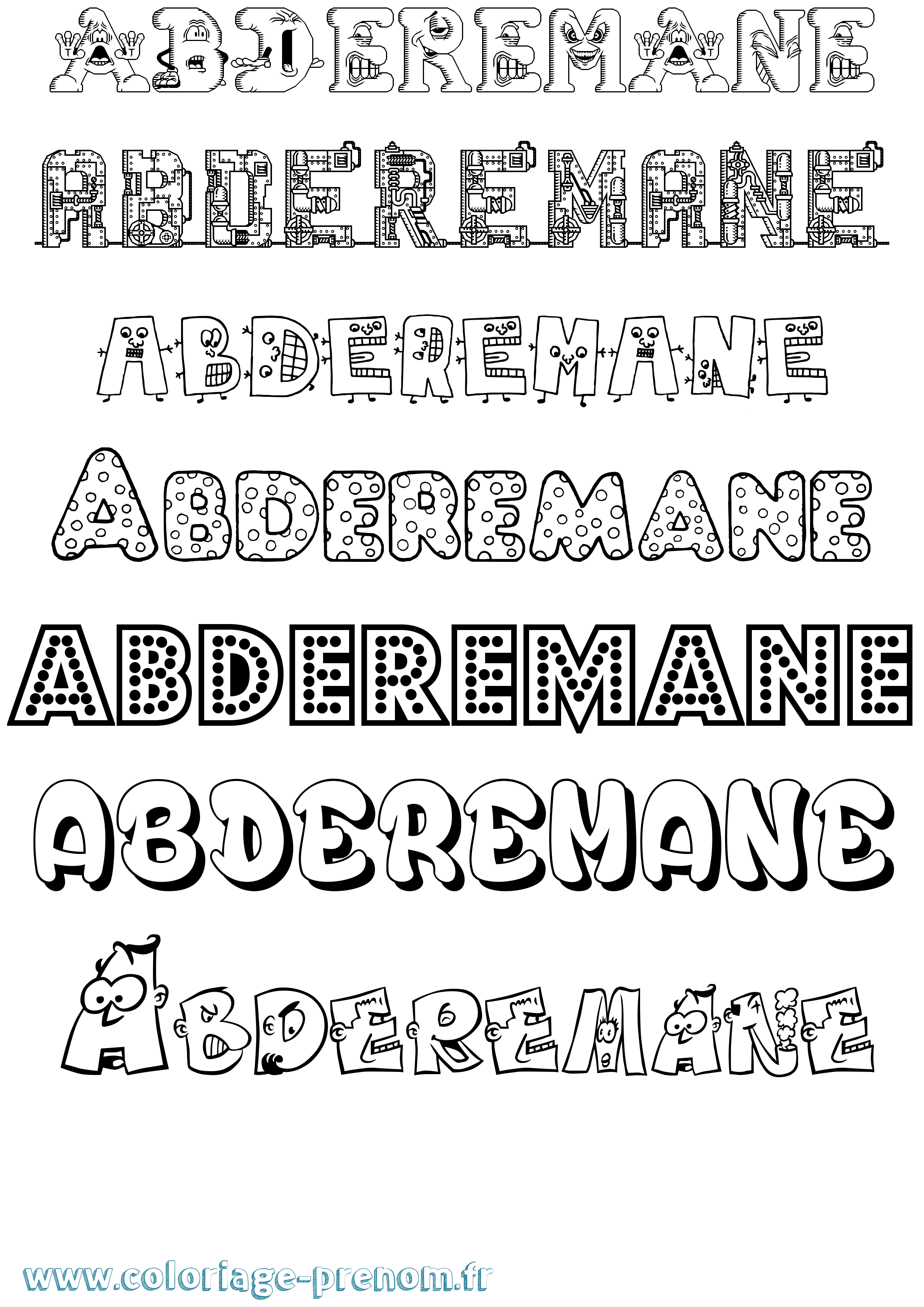 Coloriage prénom Abderemane Fun