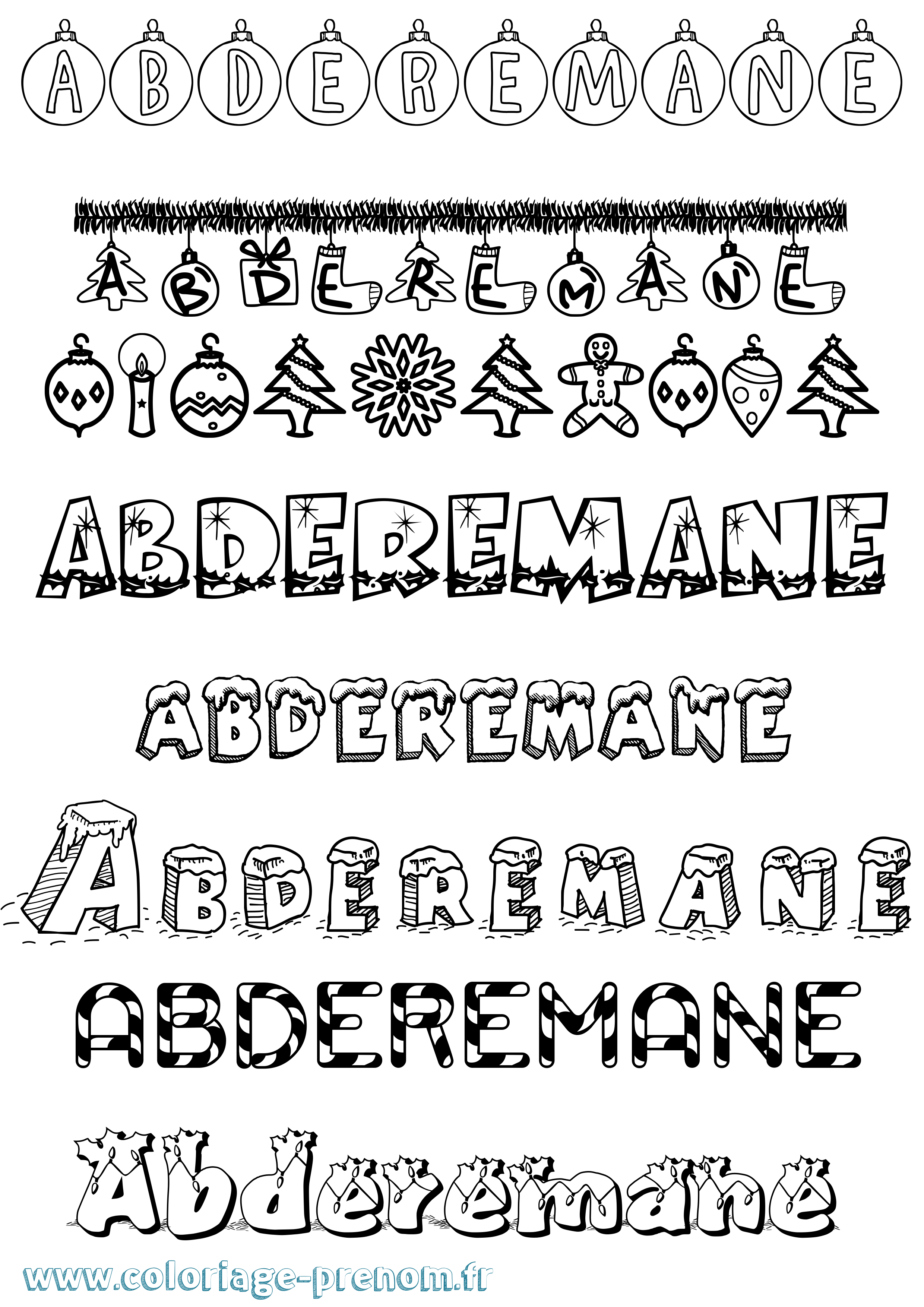 Coloriage prénom Abderemane Noël
