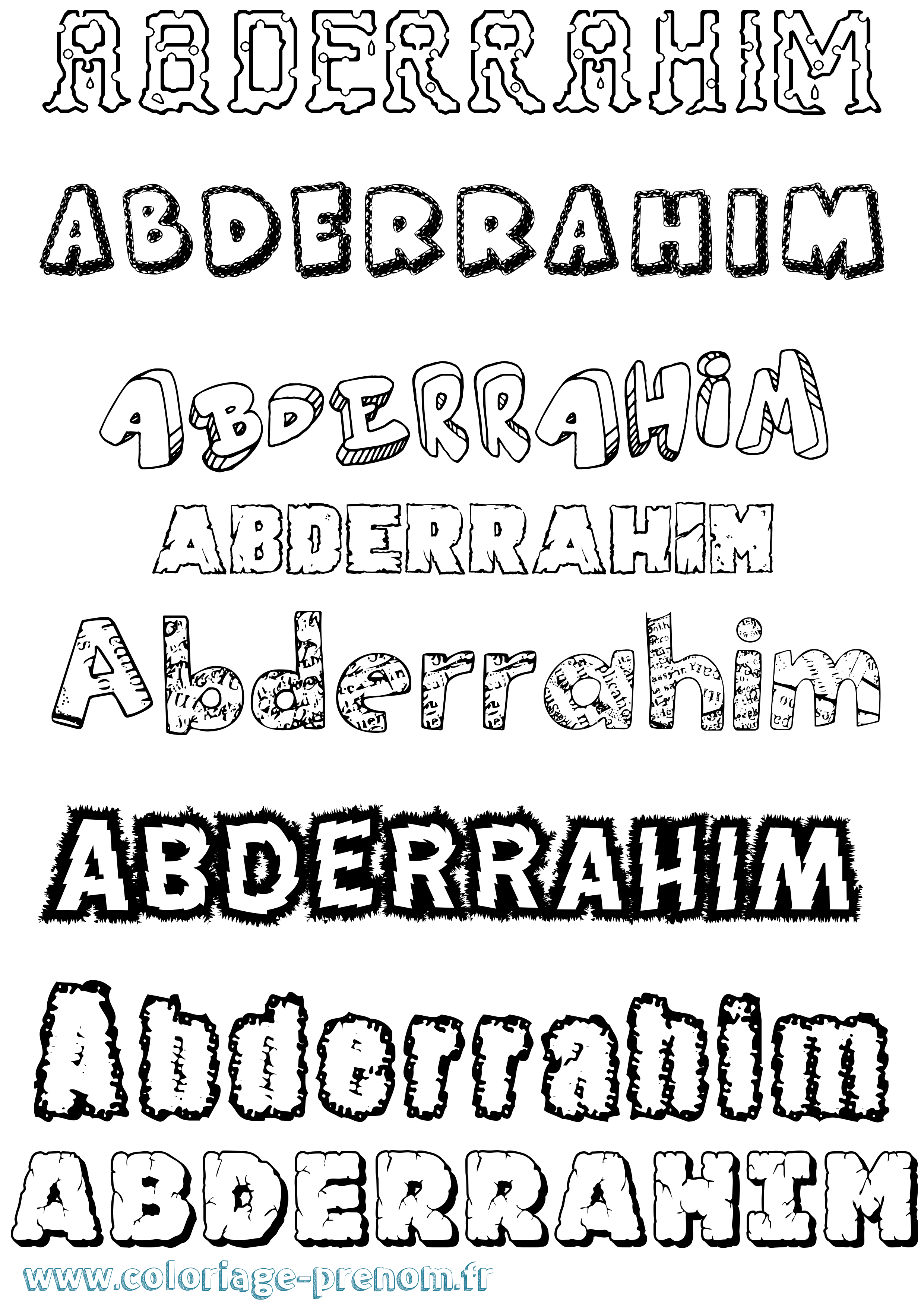 Coloriage prénom Abderrahim Destructuré