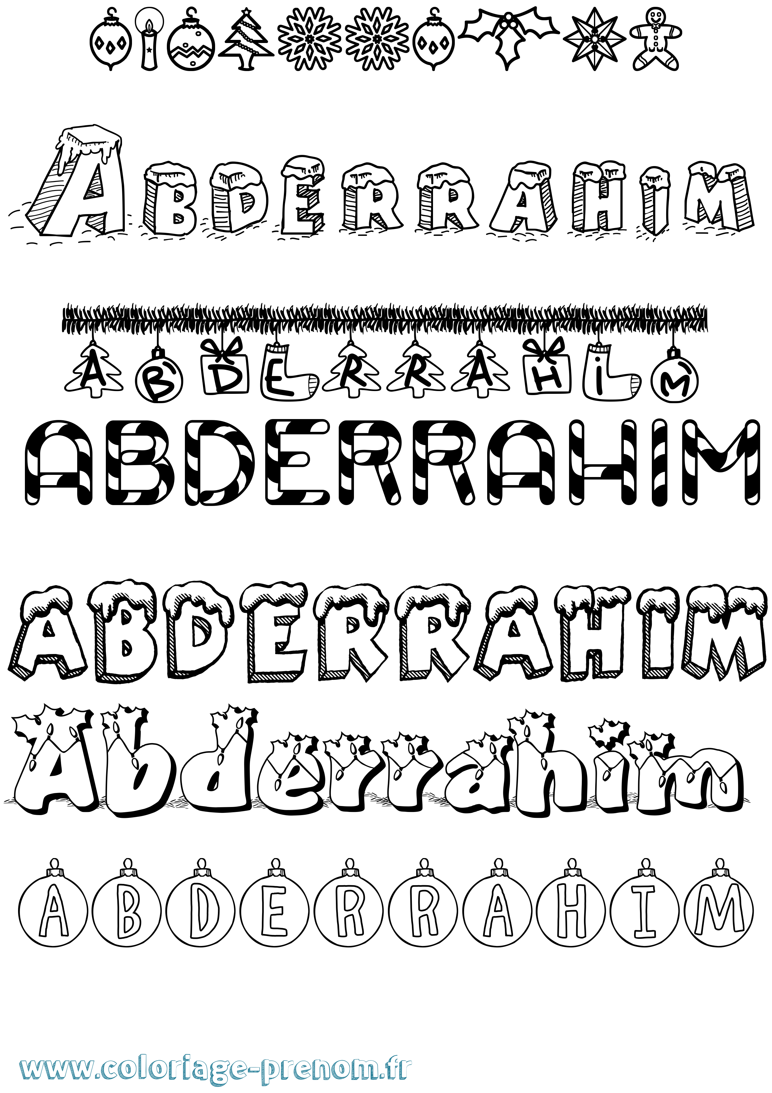Coloriage prénom Abderrahim Noël