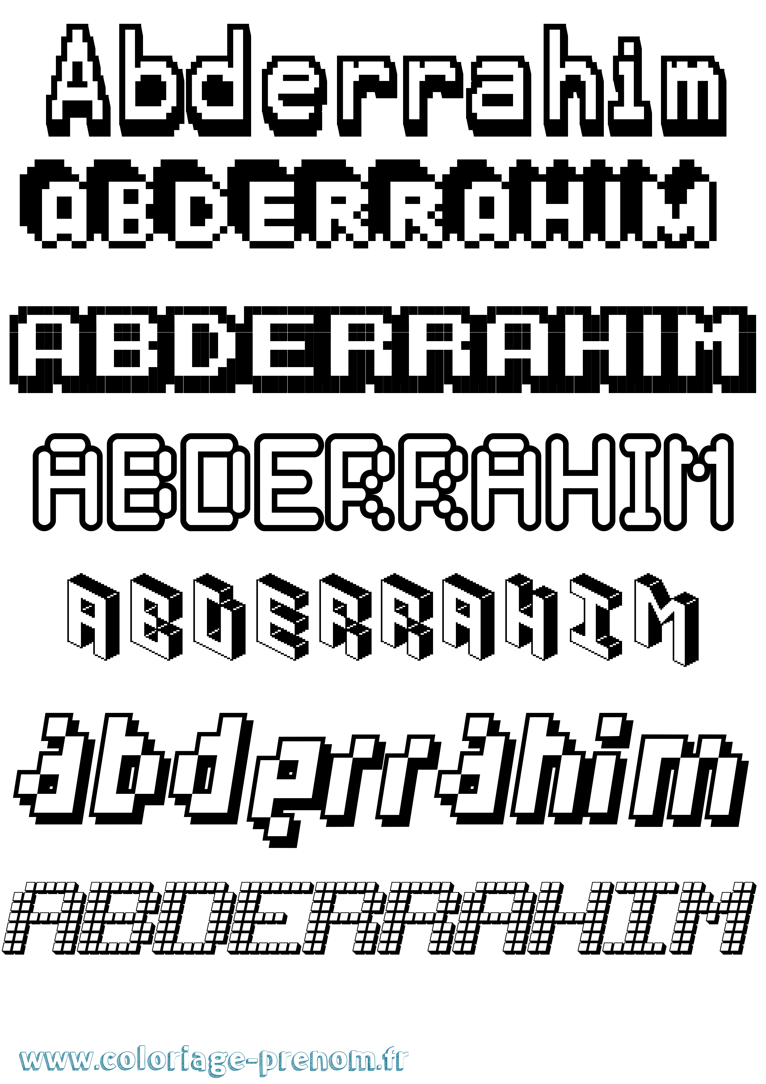 Coloriage prénom Abderrahim Pixel