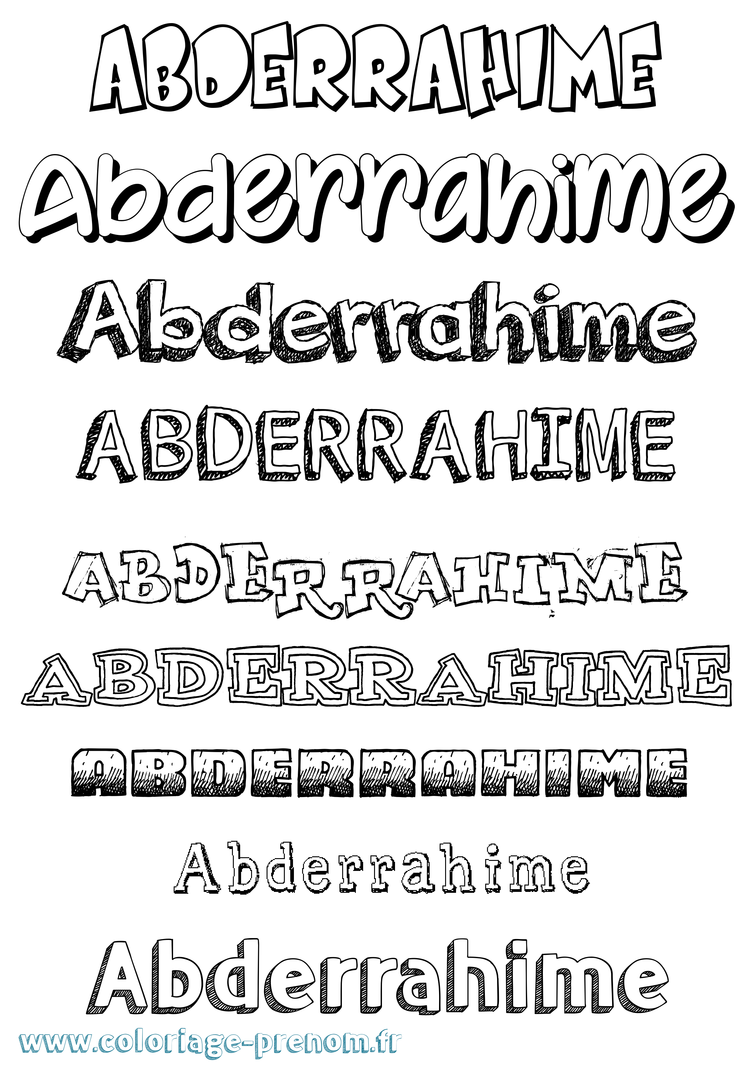 Coloriage prénom Abderrahime Dessiné