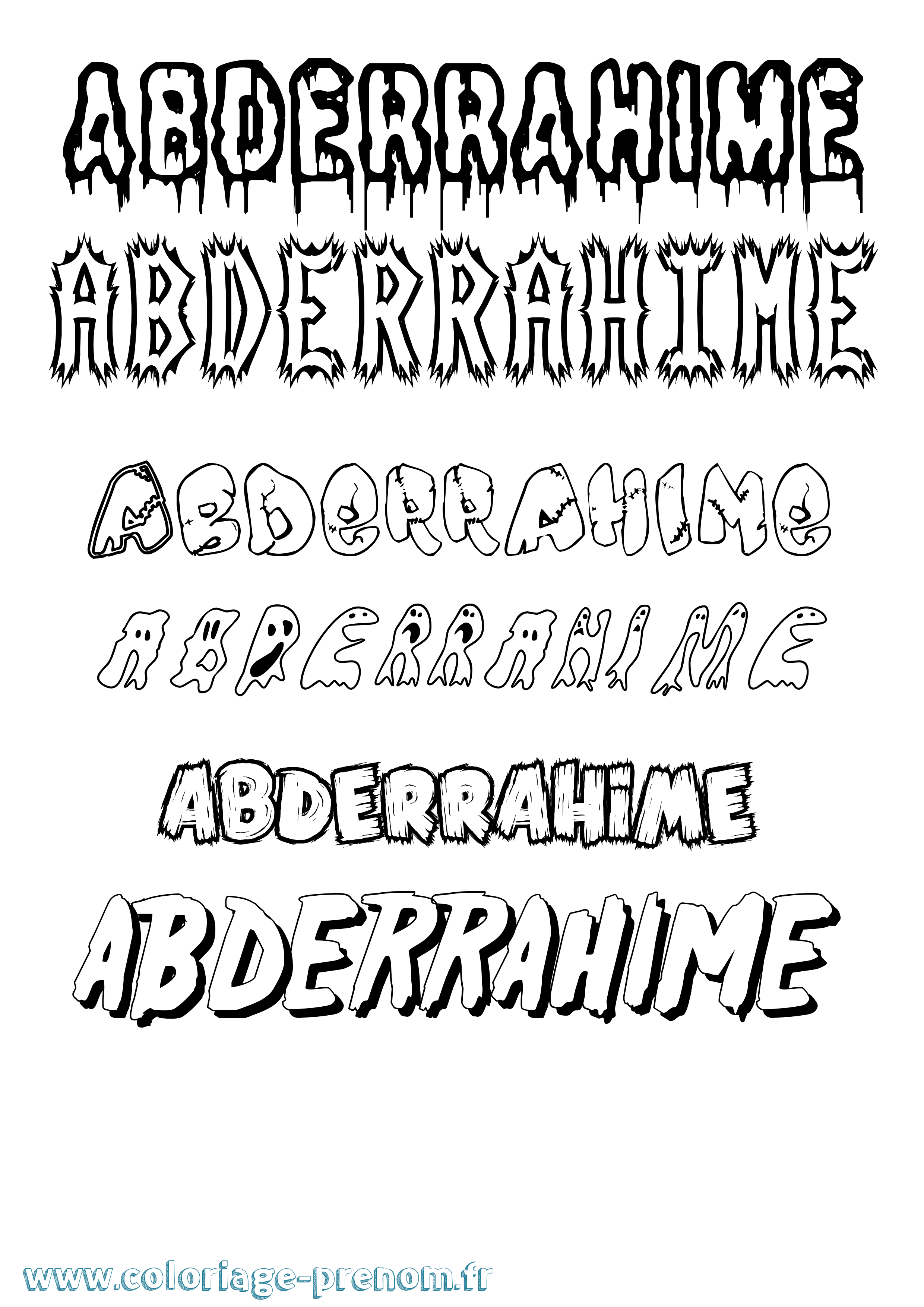 Coloriage prénom Abderrahime Frisson