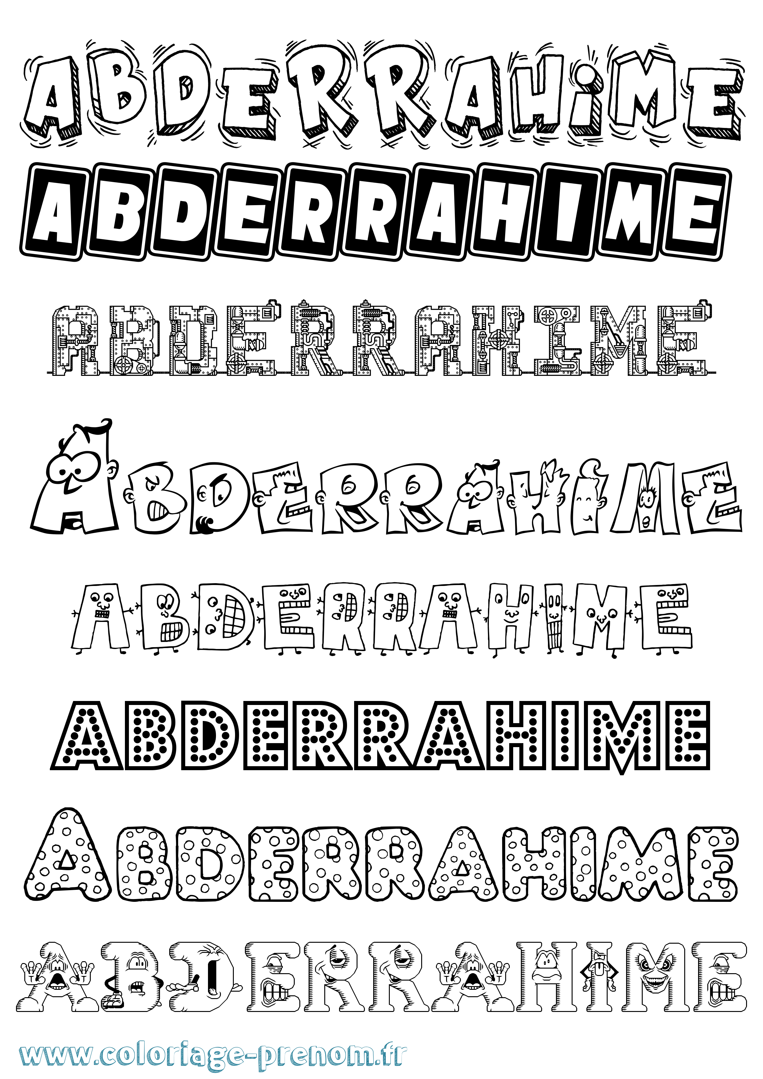 Coloriage prénom Abderrahime Fun