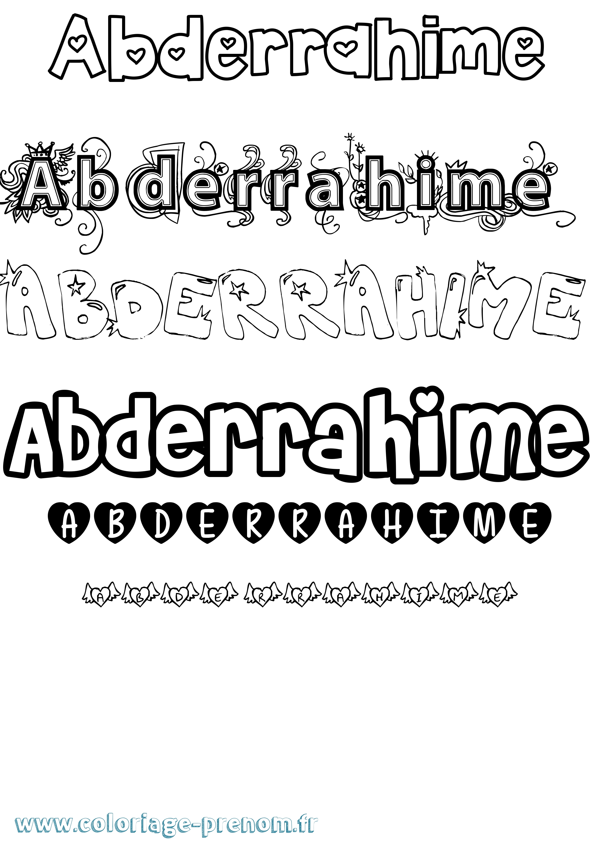 Coloriage prénom Abderrahime Girly