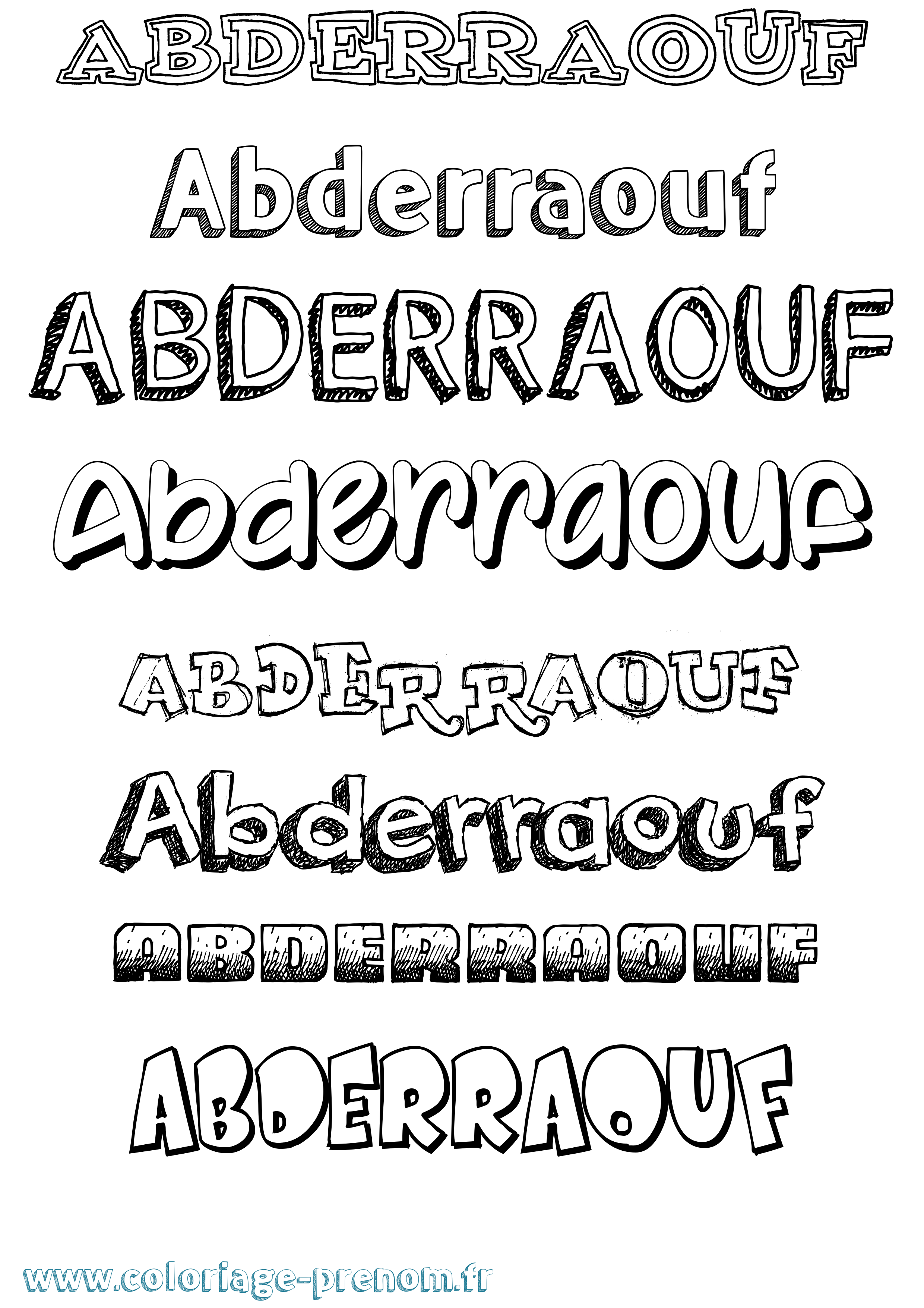 Coloriage prénom Abderraouf Dessiné