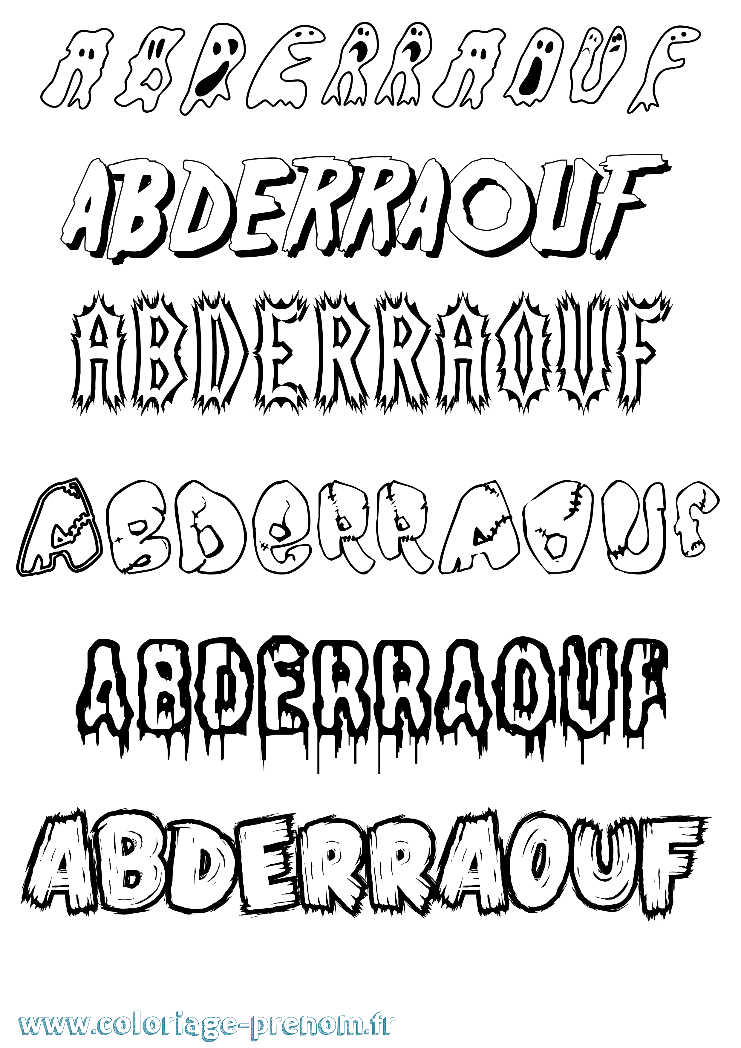 Coloriage prénom Abderraouf Frisson