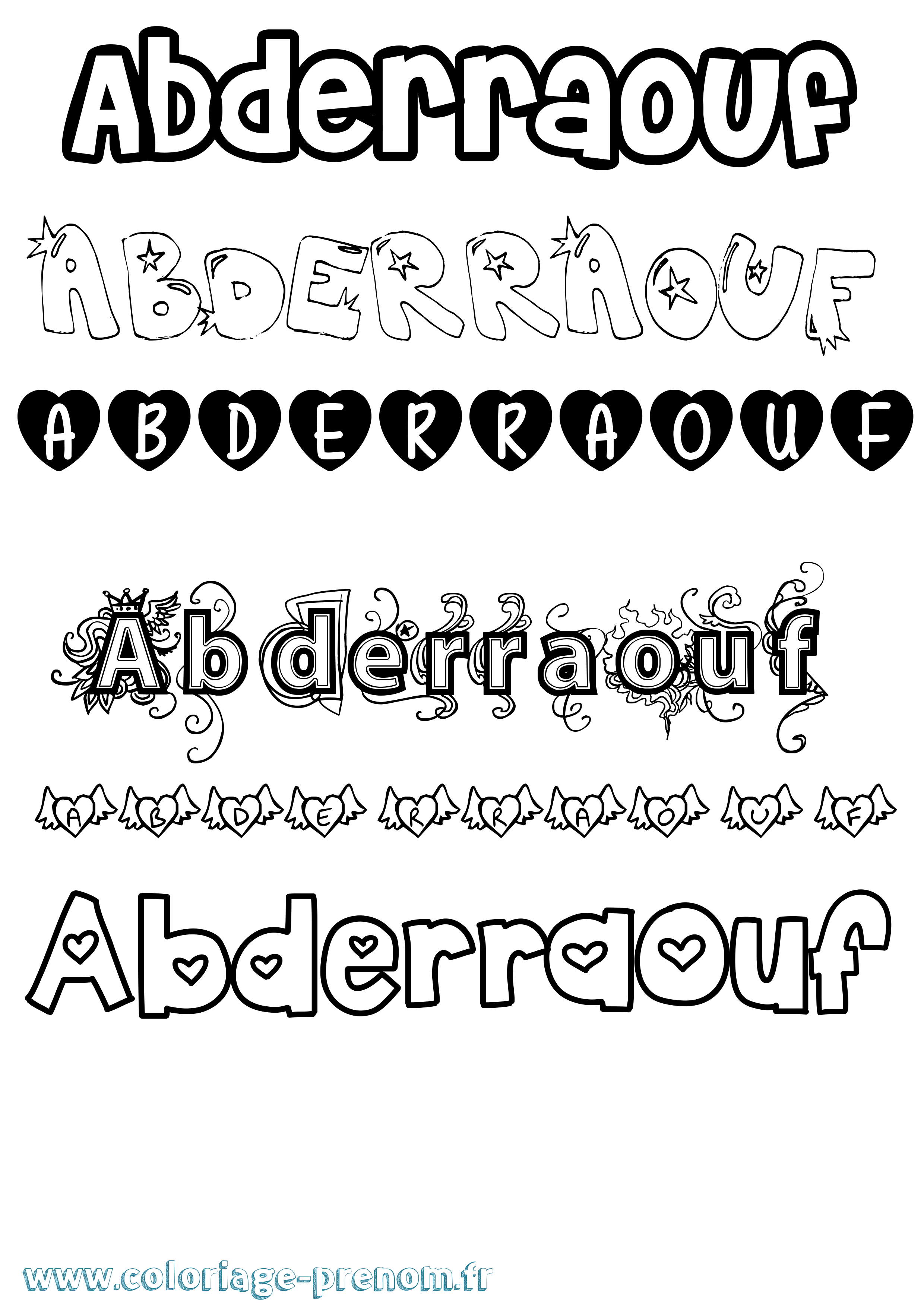 Coloriage prénom Abderraouf Girly