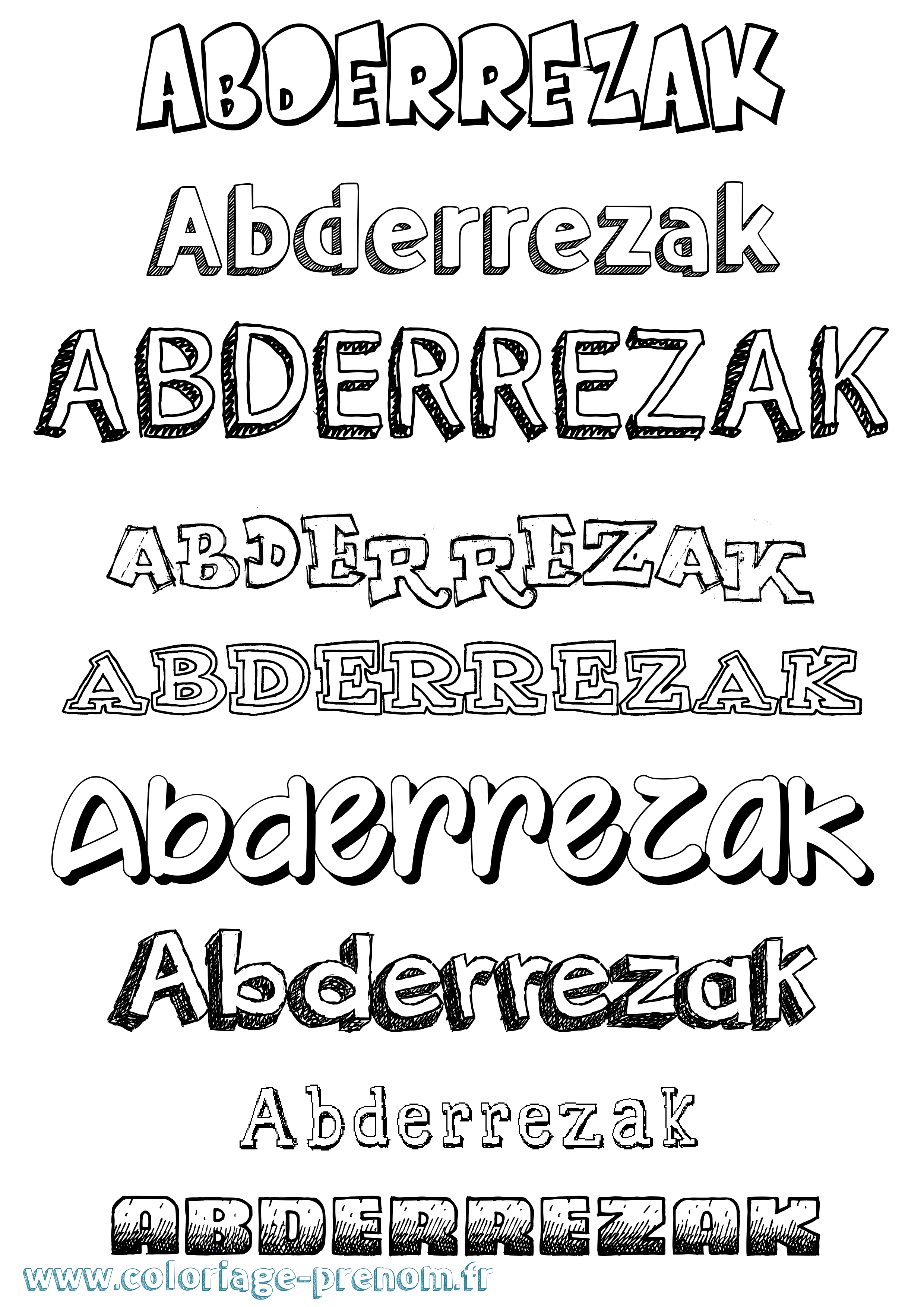 Coloriage prénom Abderrezak Dessiné