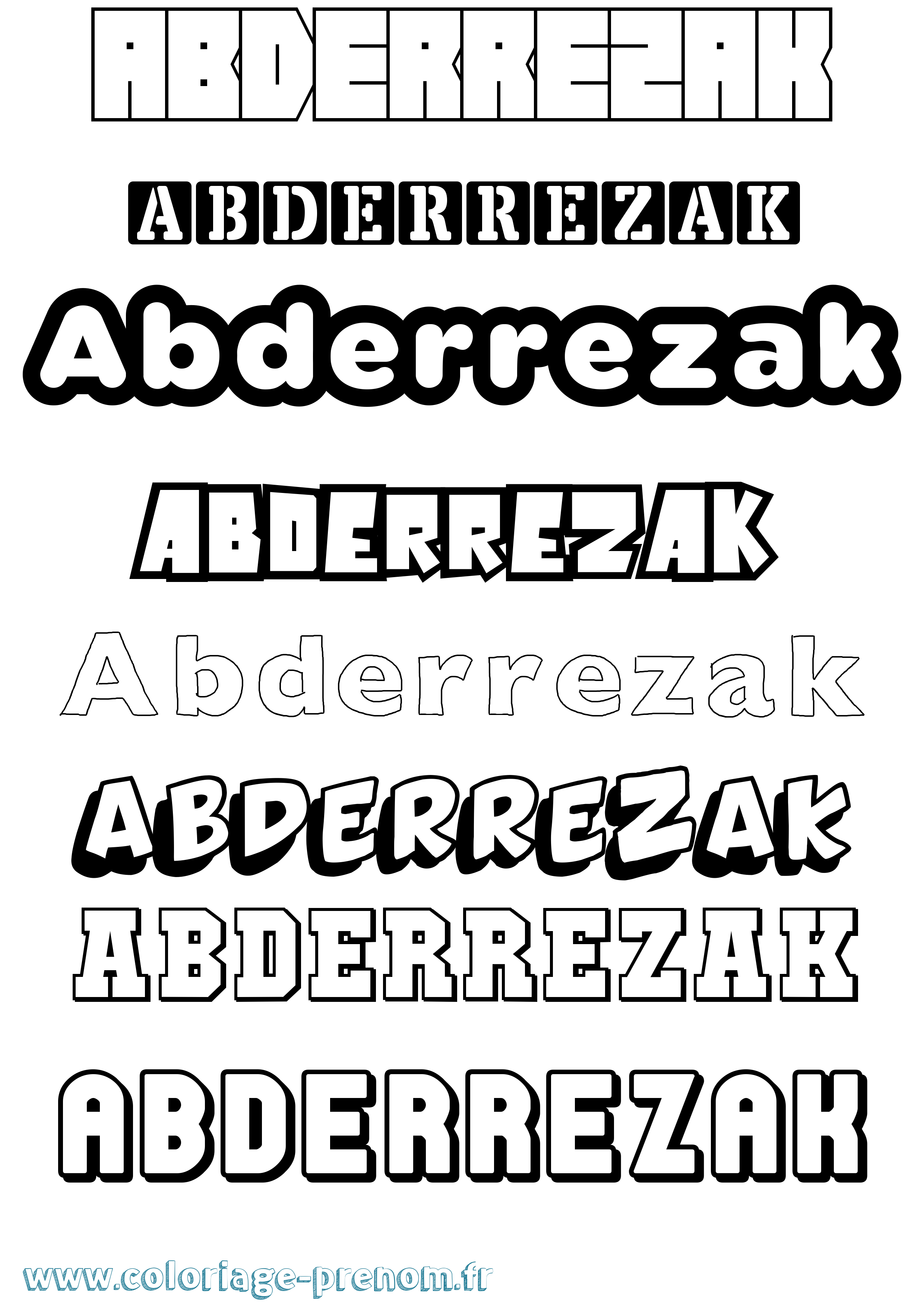 Coloriage prénom Abderrezak Simple