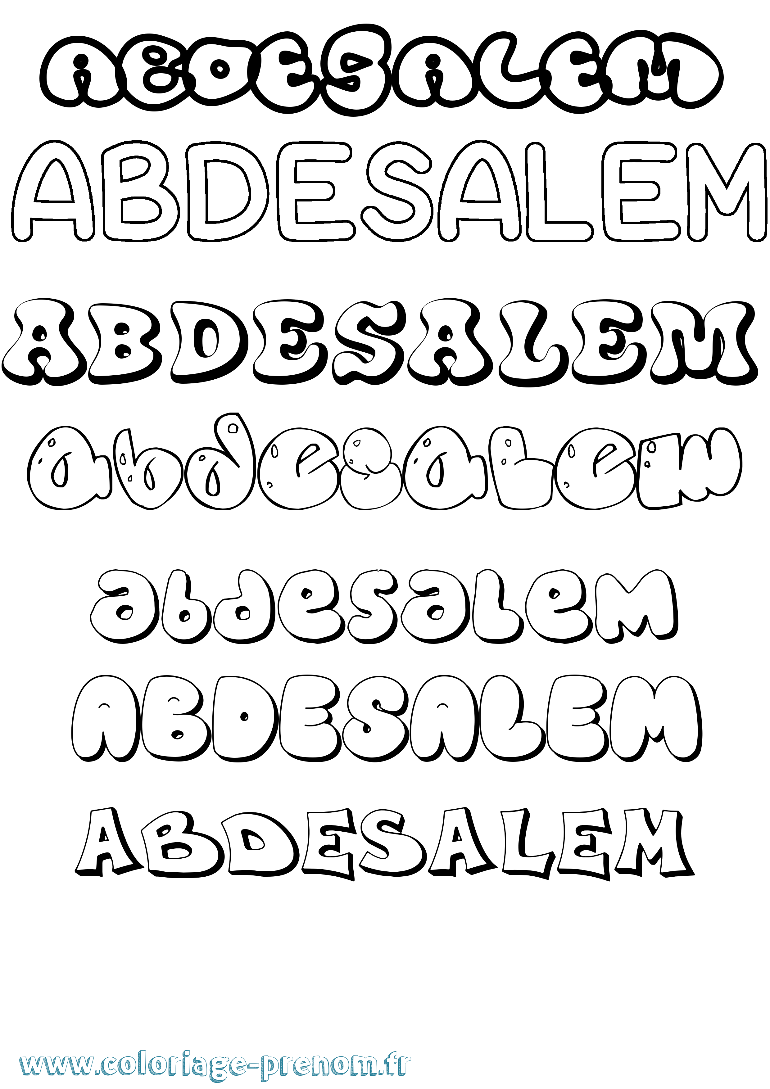 Coloriage prénom Abdesalem Bubble