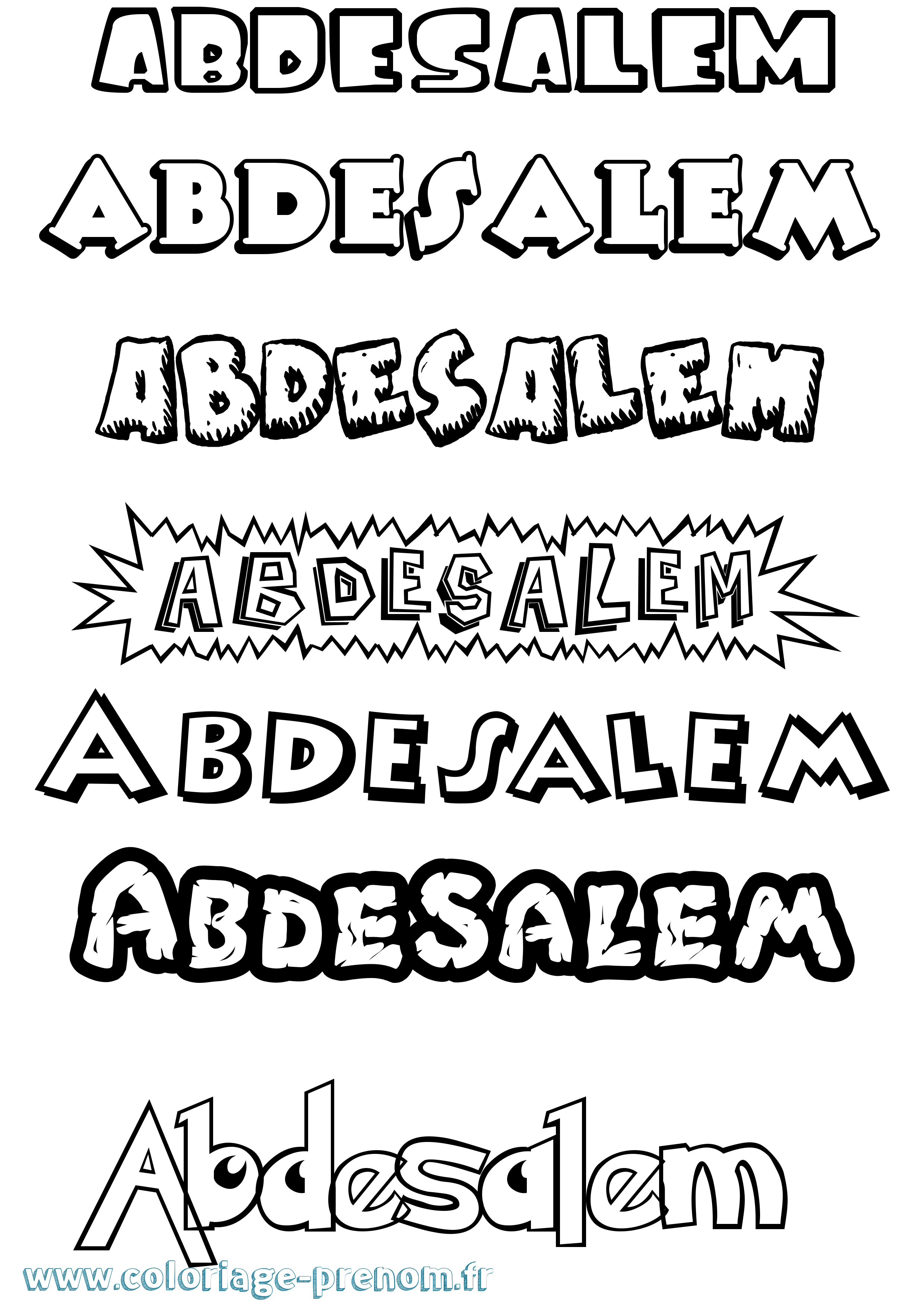 Coloriage prénom Abdesalem Dessin Animé