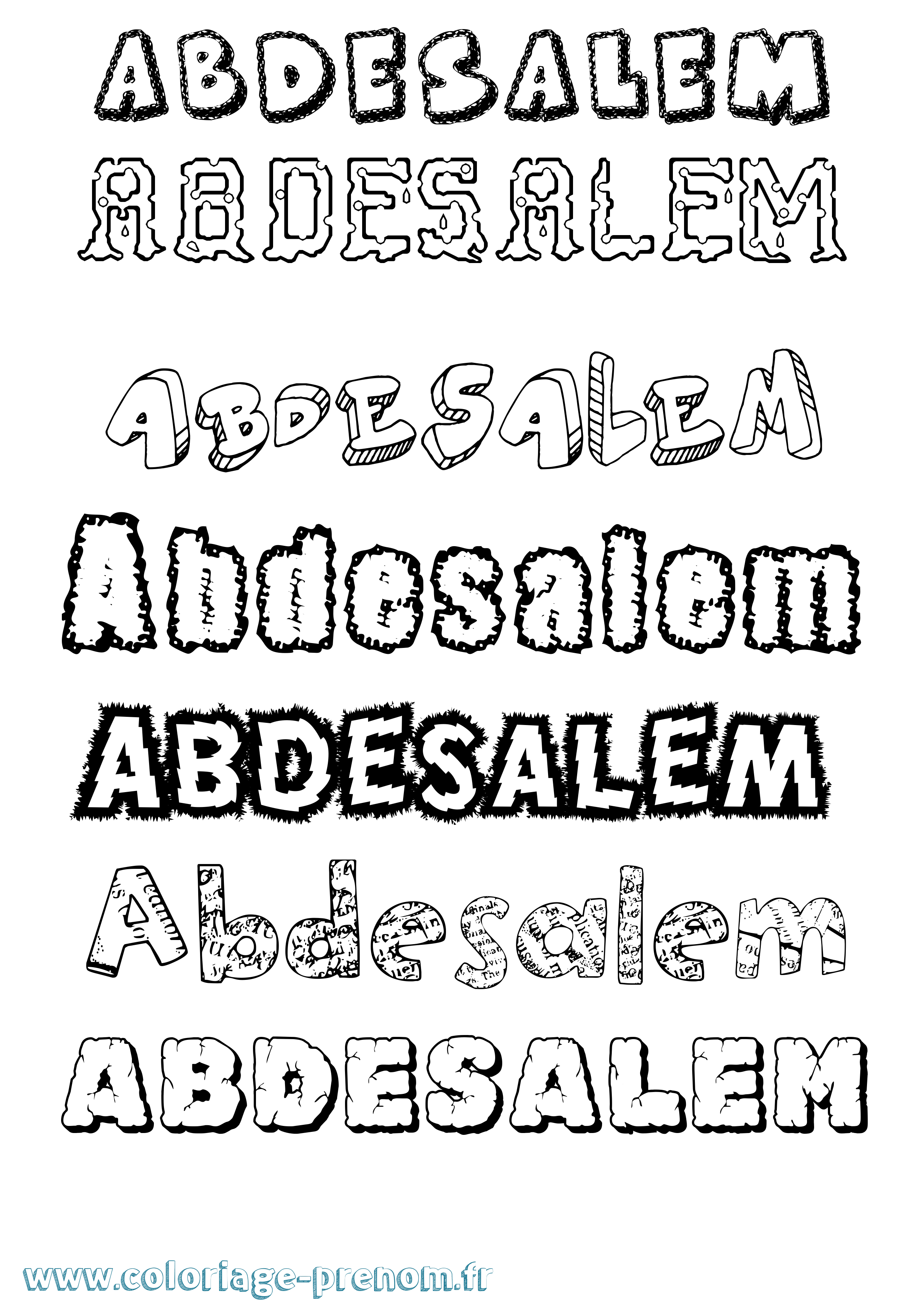 Coloriage prénom Abdesalem Destructuré